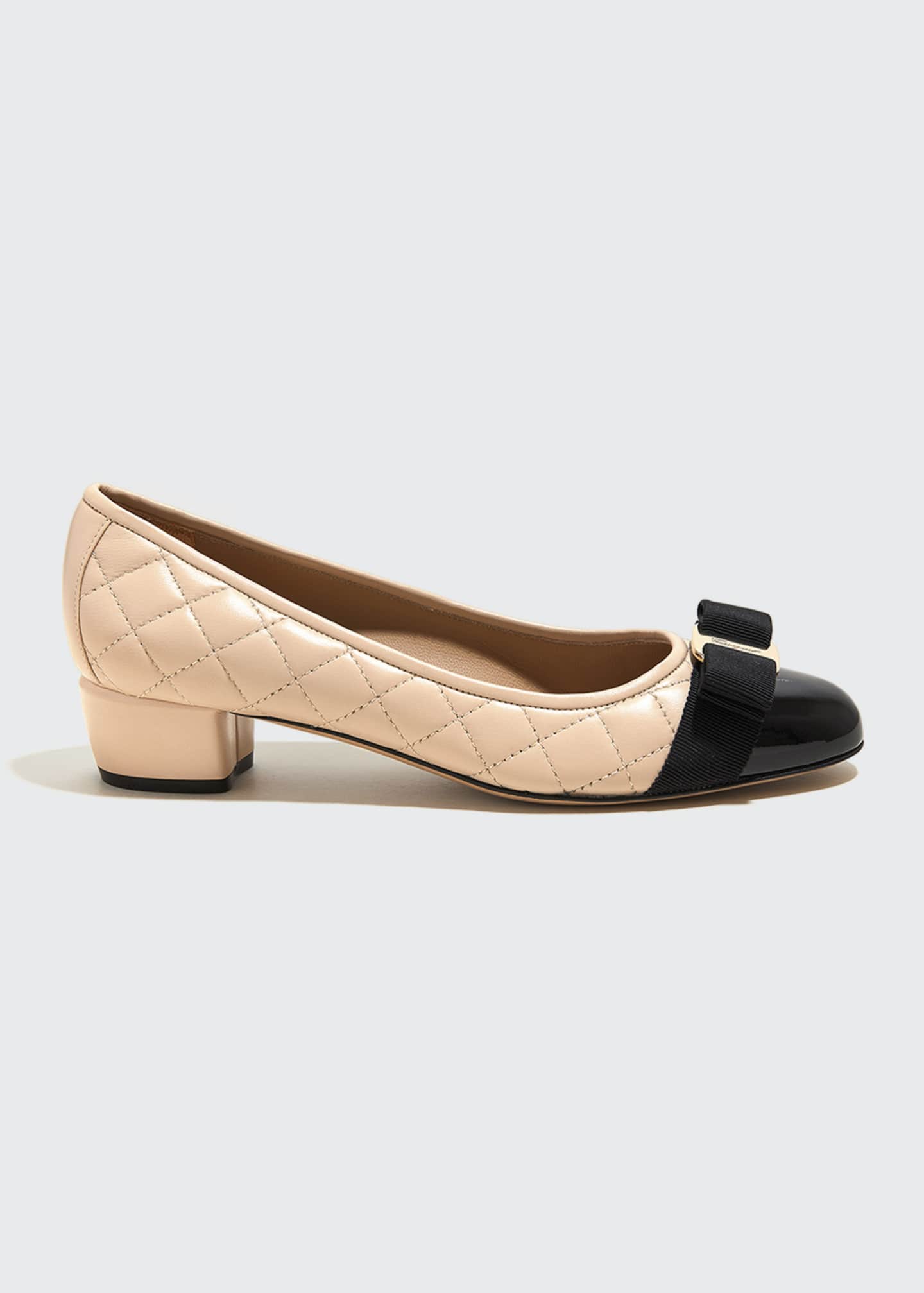 quilted vara bow pump shoe