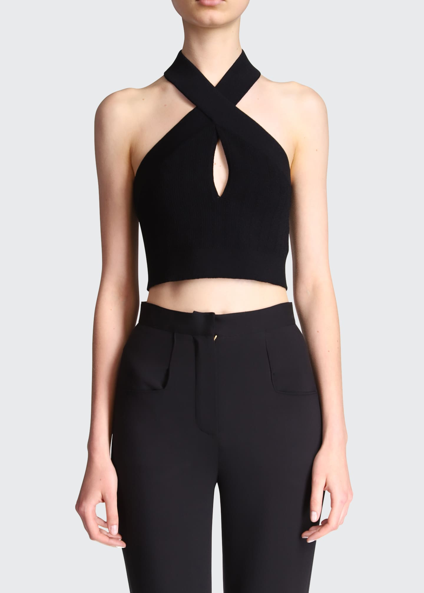 knitted halter neck crop top