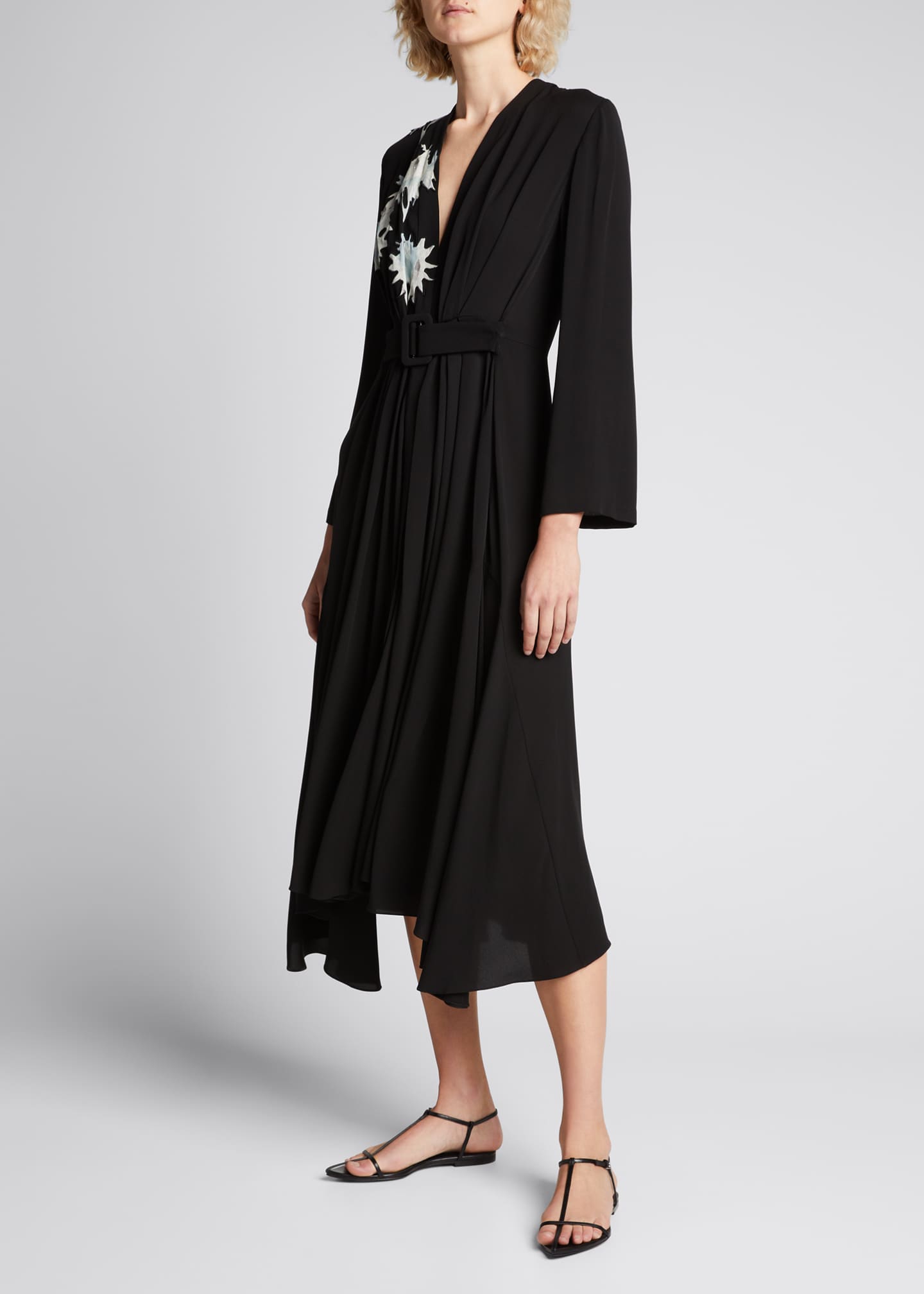 Giorgio armani marocaine belted silk midi dress clearance