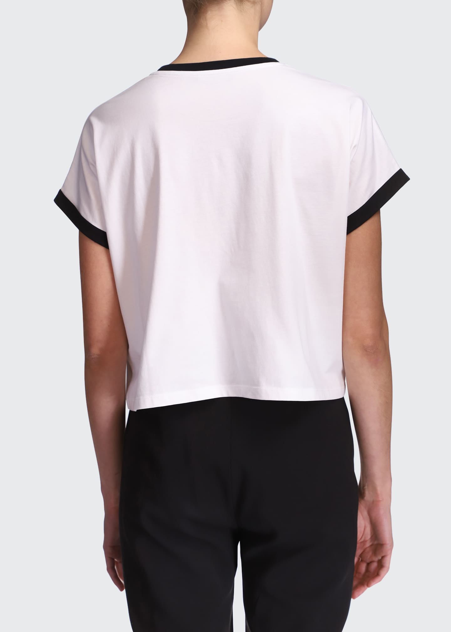 balmain cropped flocked cotton jersey t shirt