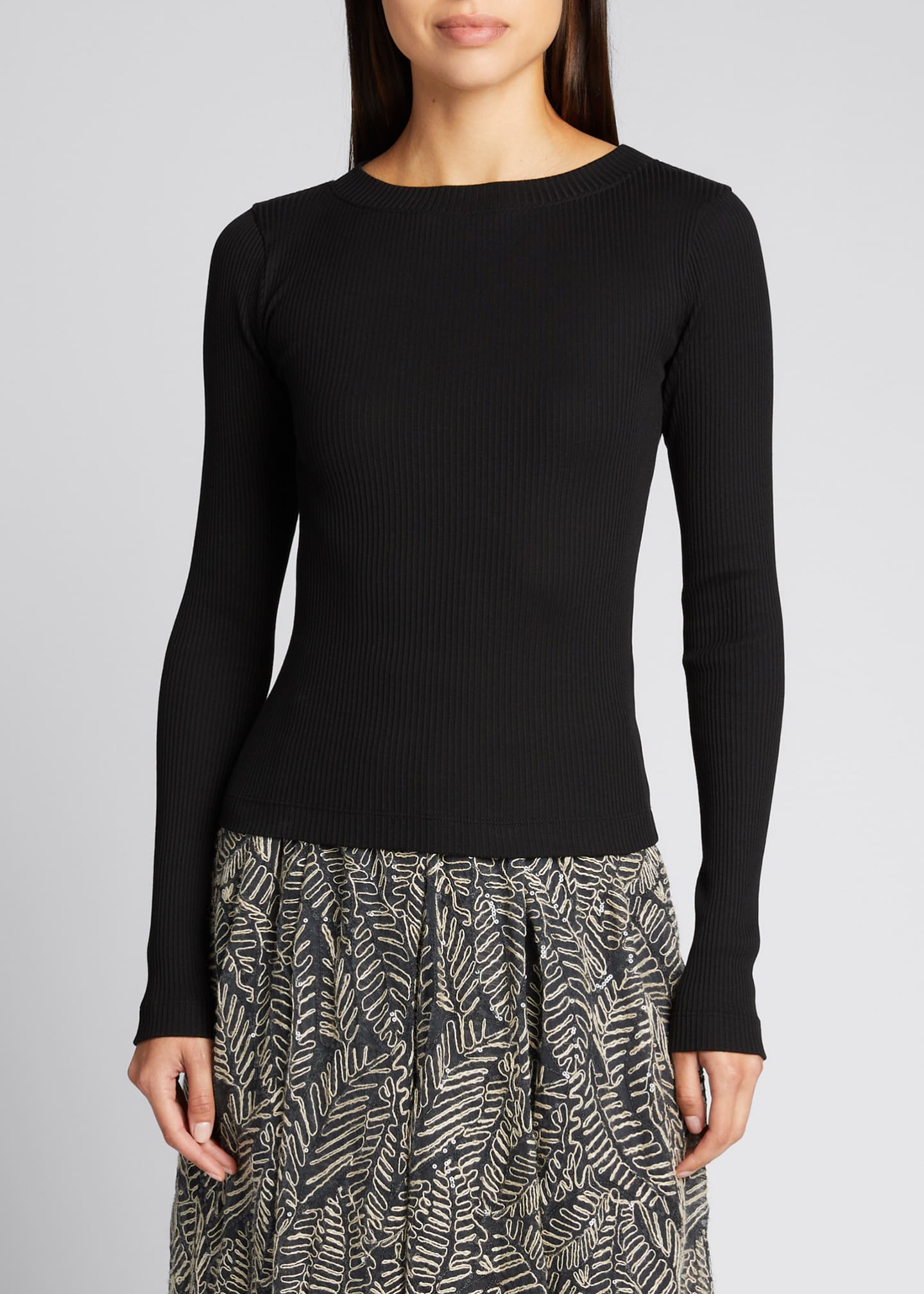Brunello Cucinelli Cotton RibKnit BoatNeck Top Bergdorf Goodman