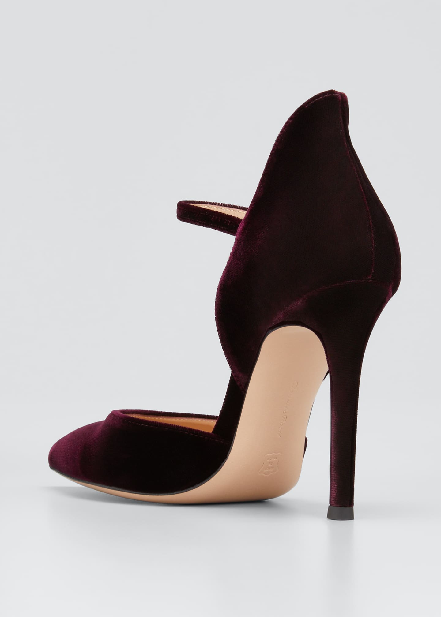 Gianvito Rossi Velvet HighBack Ankle Strap Pumps Bergdorf Goodman