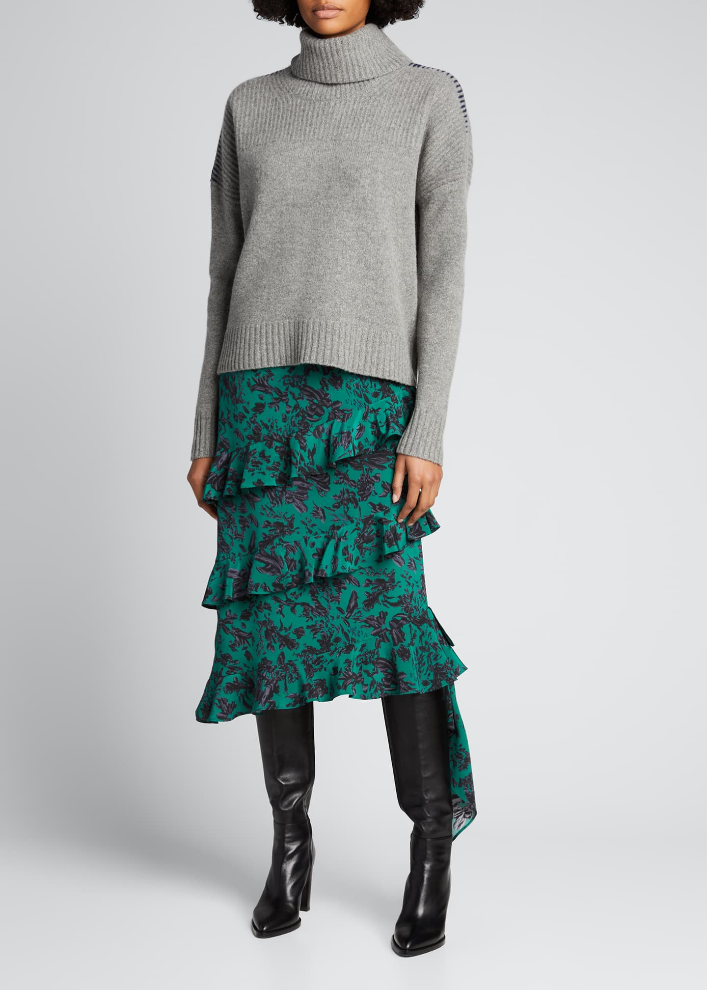 asymmetrical tiered ruffle skirt