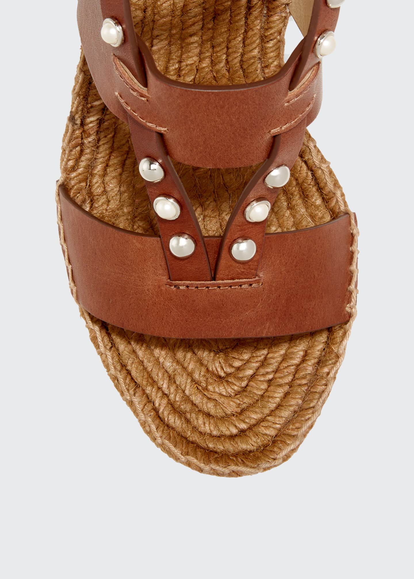 jimmy choo dru pearly stud woven flat espadrilles