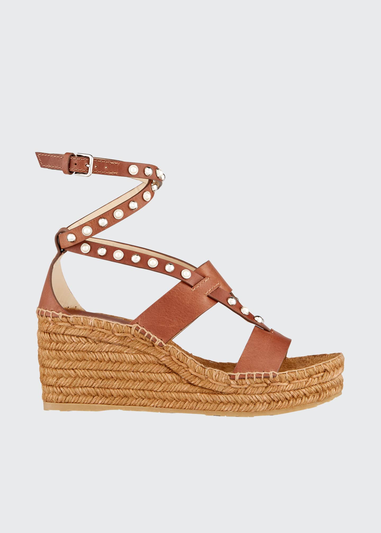 jimmy choo dru pearly stud woven flat espadrilles