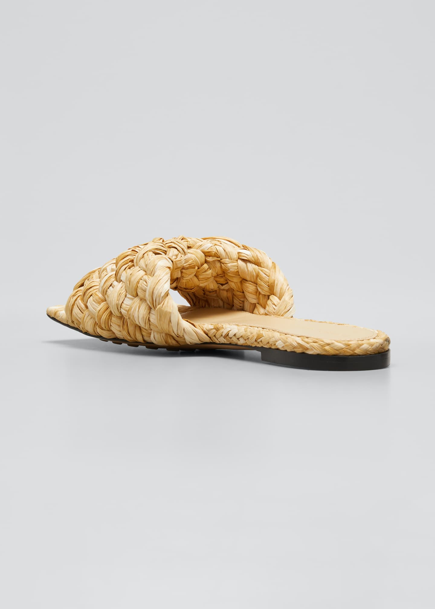 Bottega Raffia Flat Slide Sandals Bergdorf Goodman