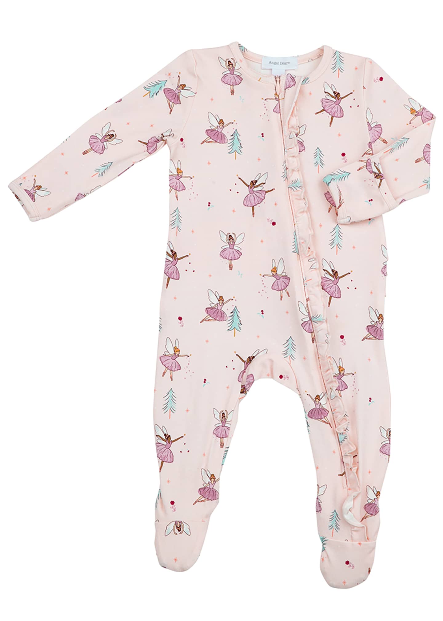 Angel Dear Girl's Sugarplum Fairies Ruffle ZipUp Pajamas, Size Newborn