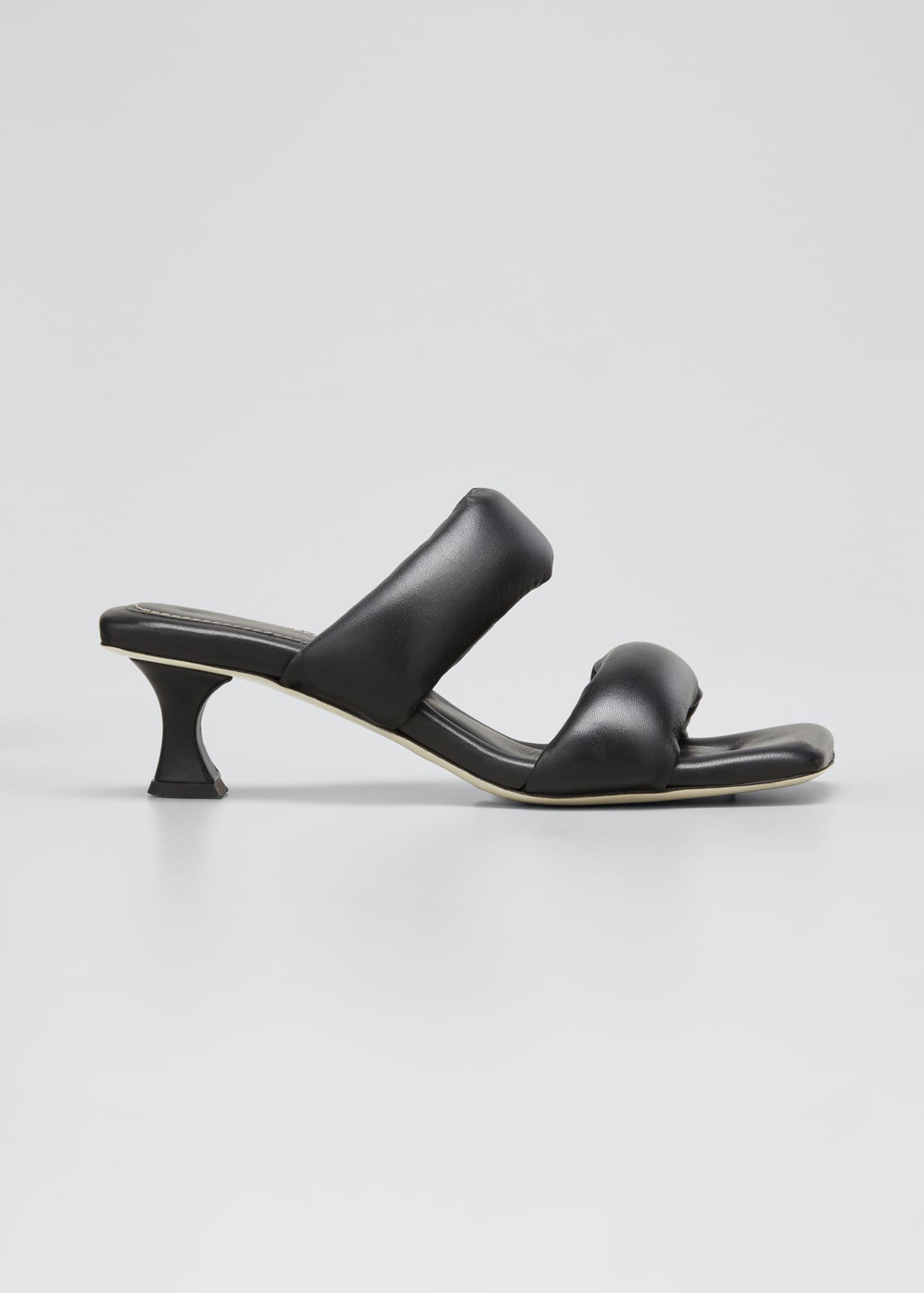 black puffy sandals