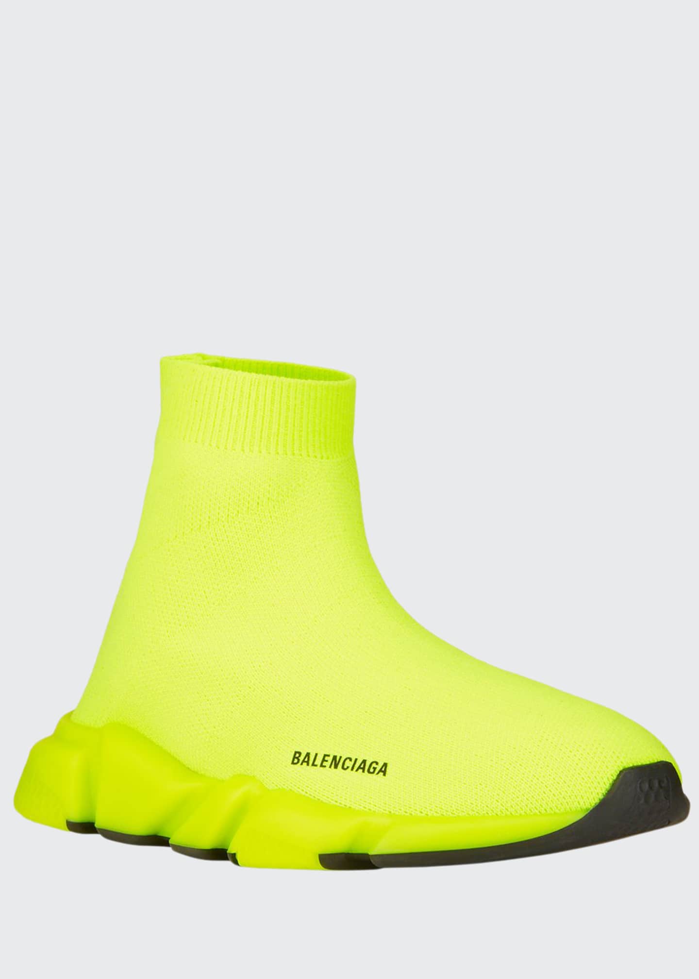 Balenciaga Kid's Neon Knit Sock Trainer Sneakers - Bergdorf Goodman