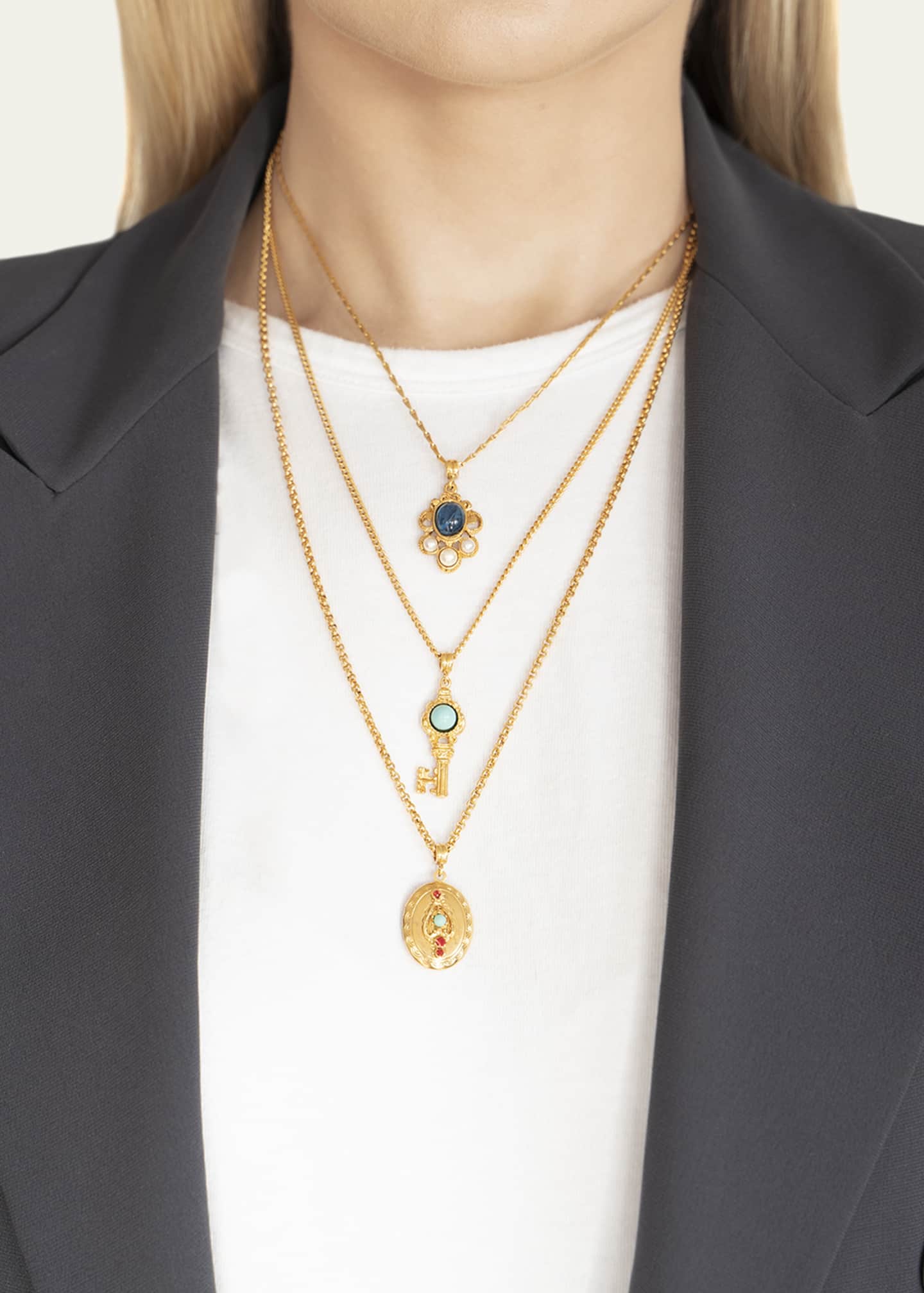 Layered charm necklace sale