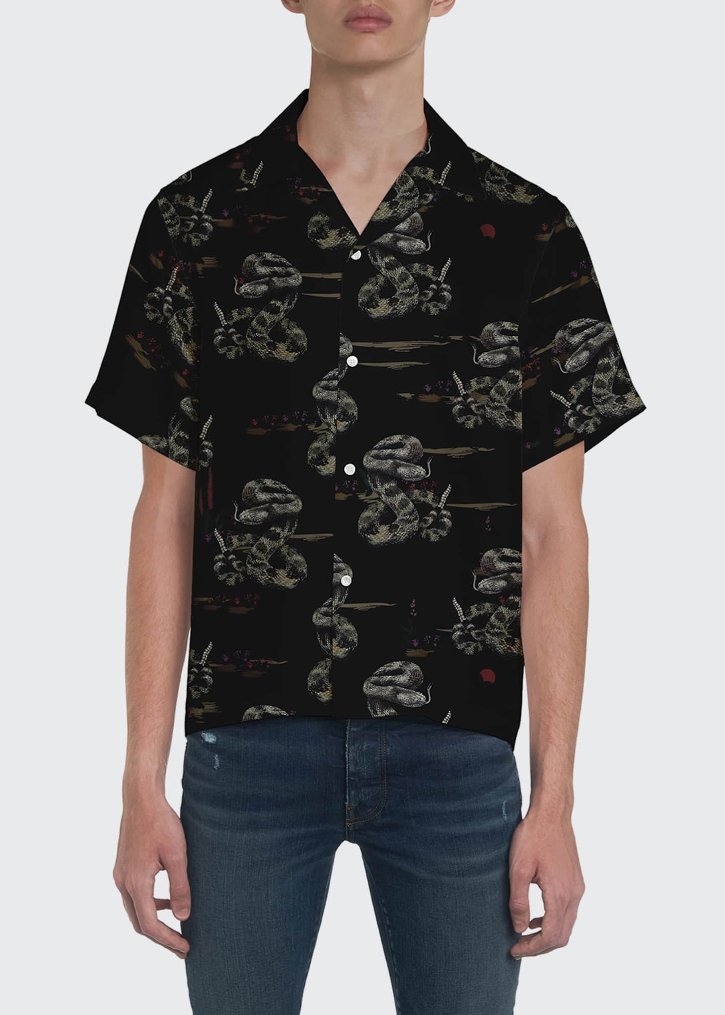 Amiri Men's Rattlesnake Silk Camp Shirt Bergdorf Goodman