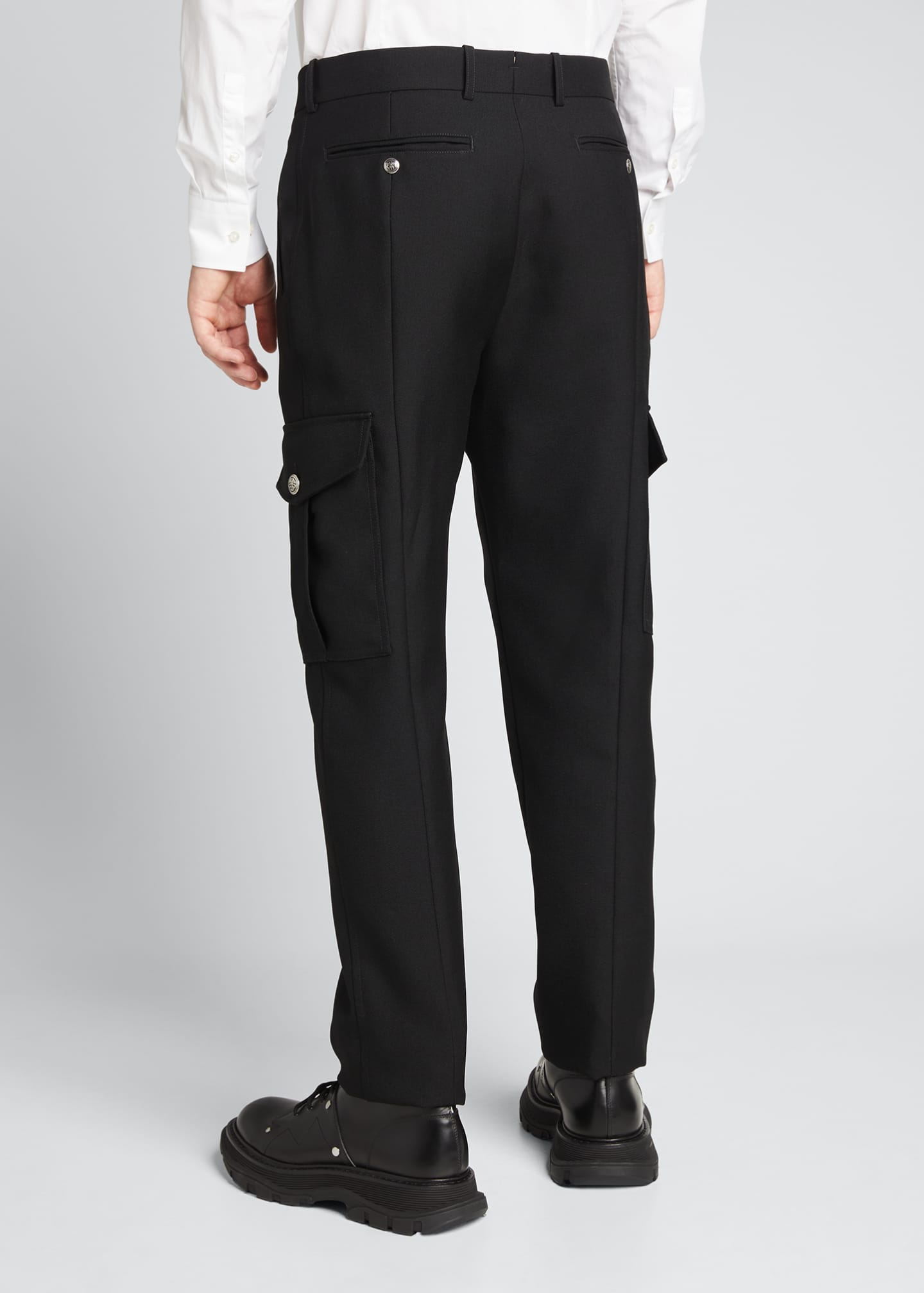 Alexander McQueen Men's Solid Wool Serge Cargo Pants Bergdorf Goodman