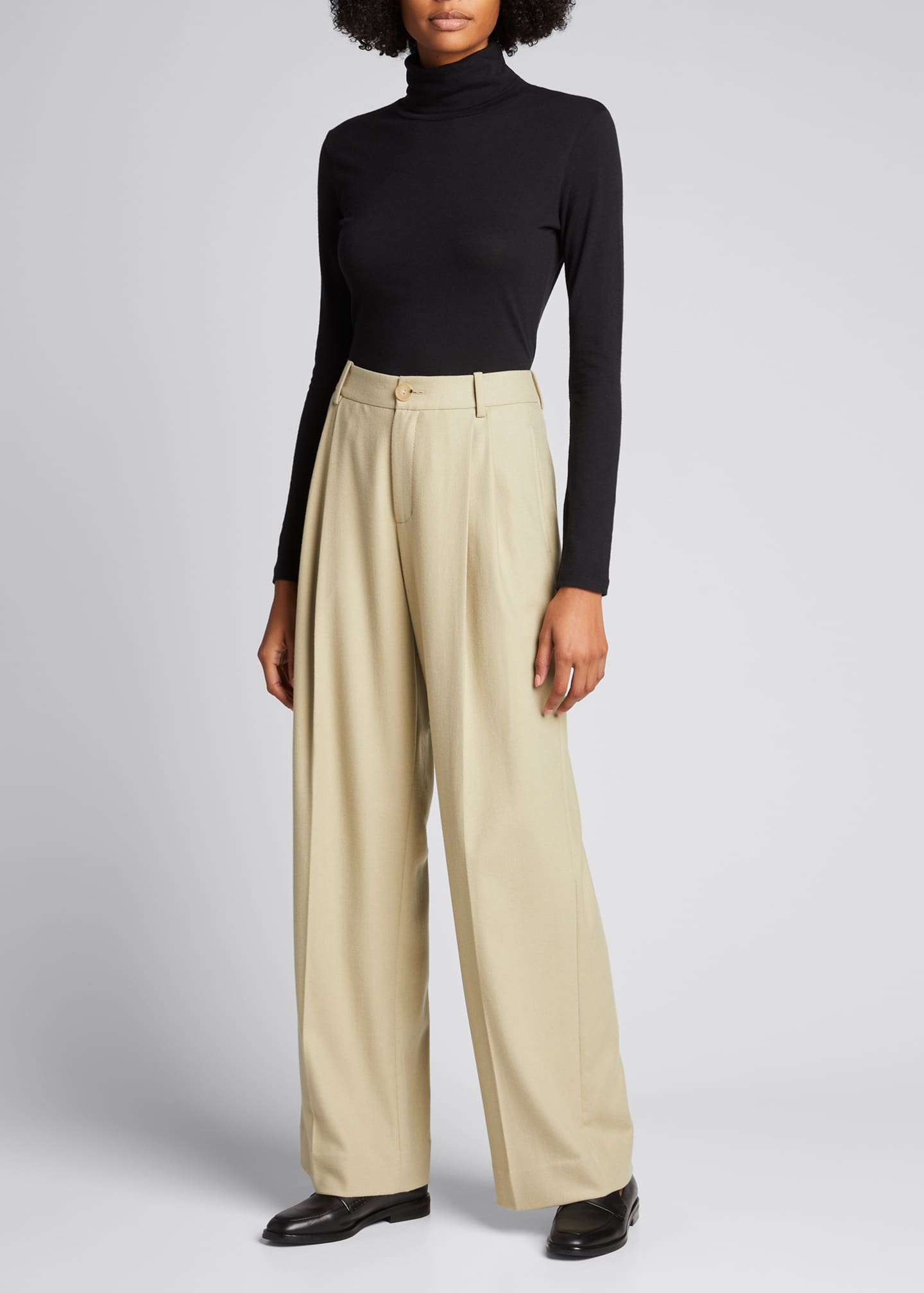 Vince Flannel Pleated WideLeg Pants Bergdorf Goodman