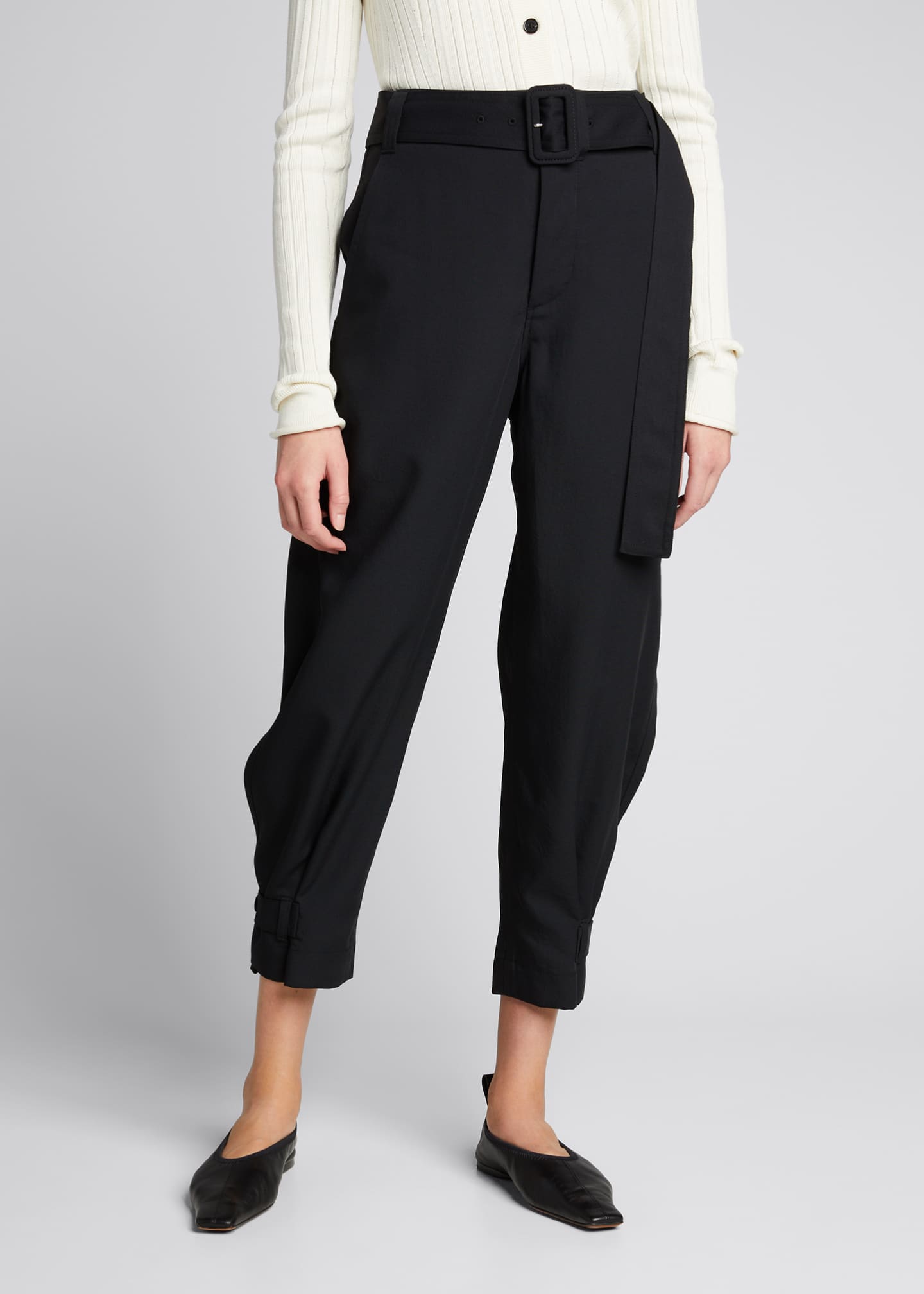 Proenza Schouler White Label Belted Rumple Pique Cropped Pants ...