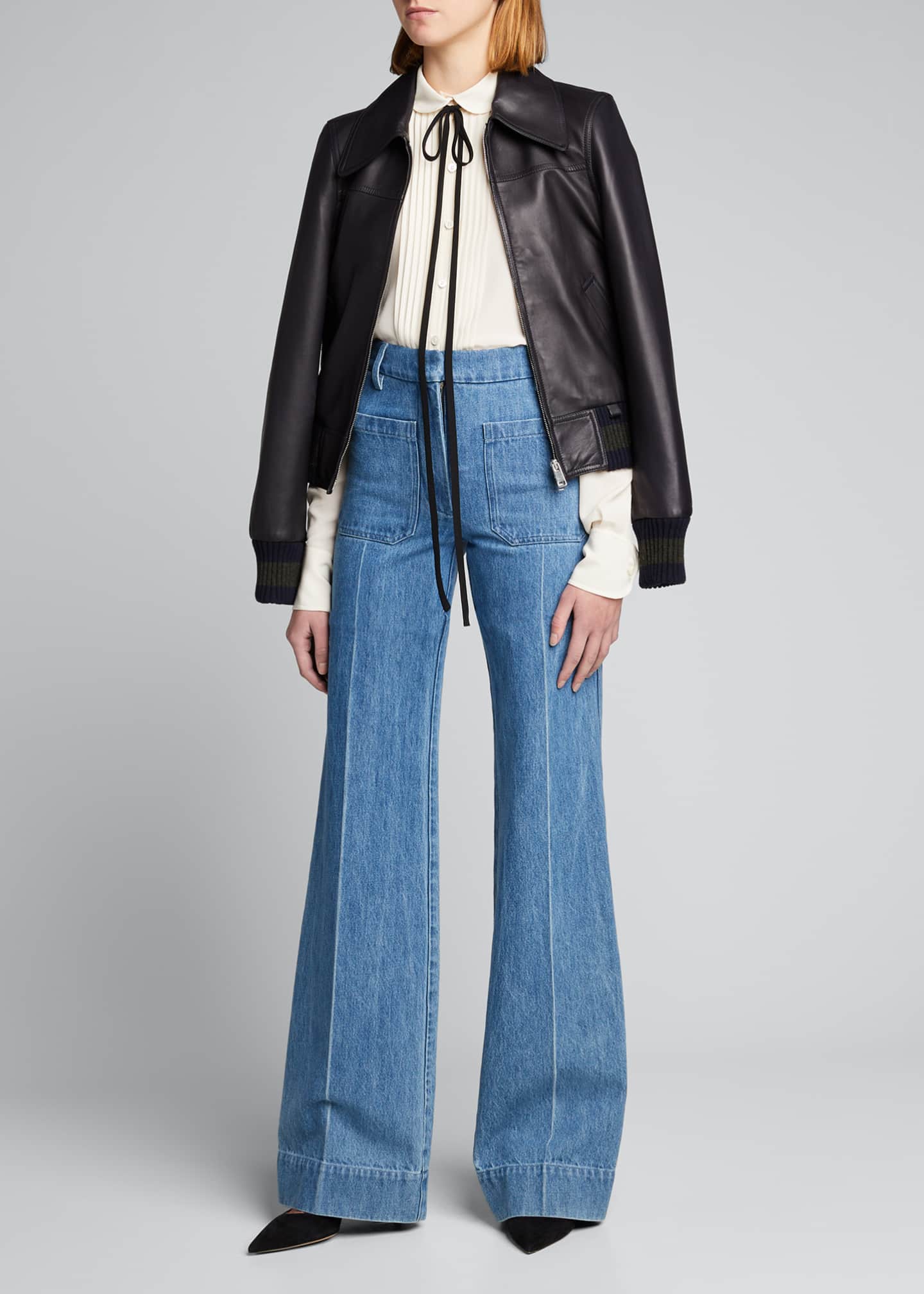 Victoria Beckham High-Waist Patch Pocket Denim Jeans - Bergdorf Goodman