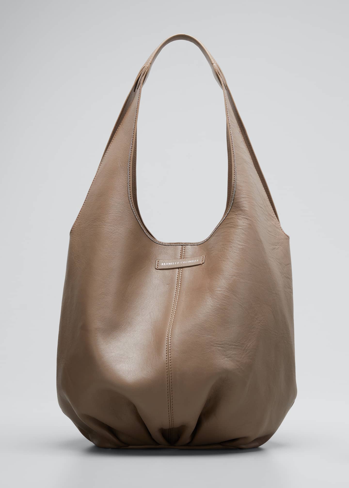 Brunello Cucinelli Ruched Leather Hobo Shoulder Bag ...