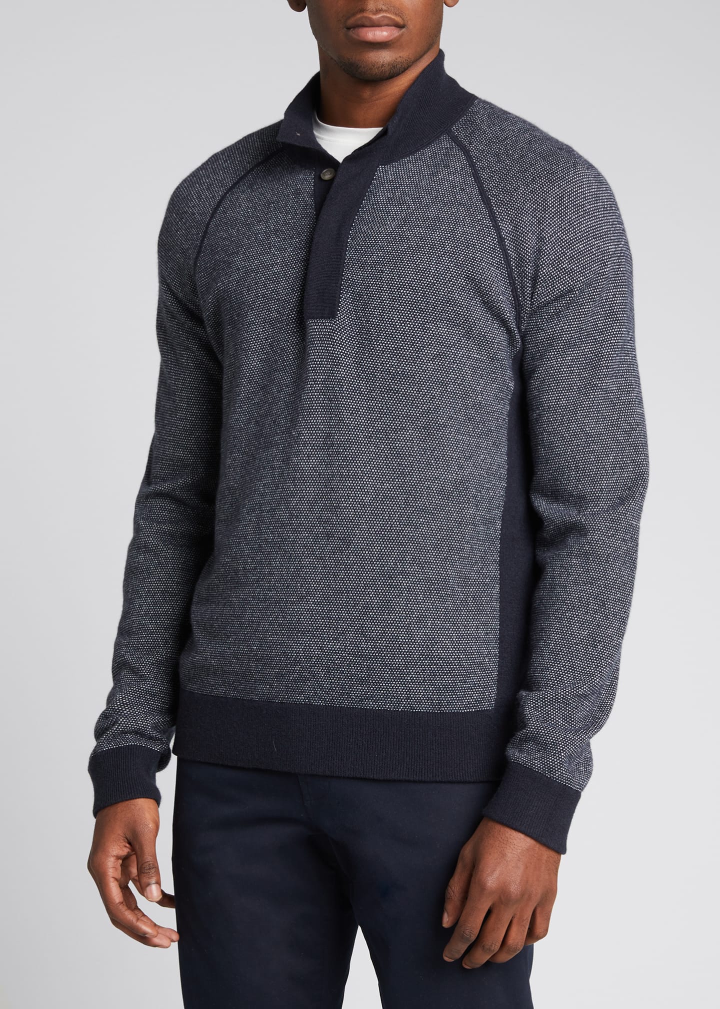 Vince Men's Birdseye WoolCashmere MockNeck Sweater Bergdorf Goodman
