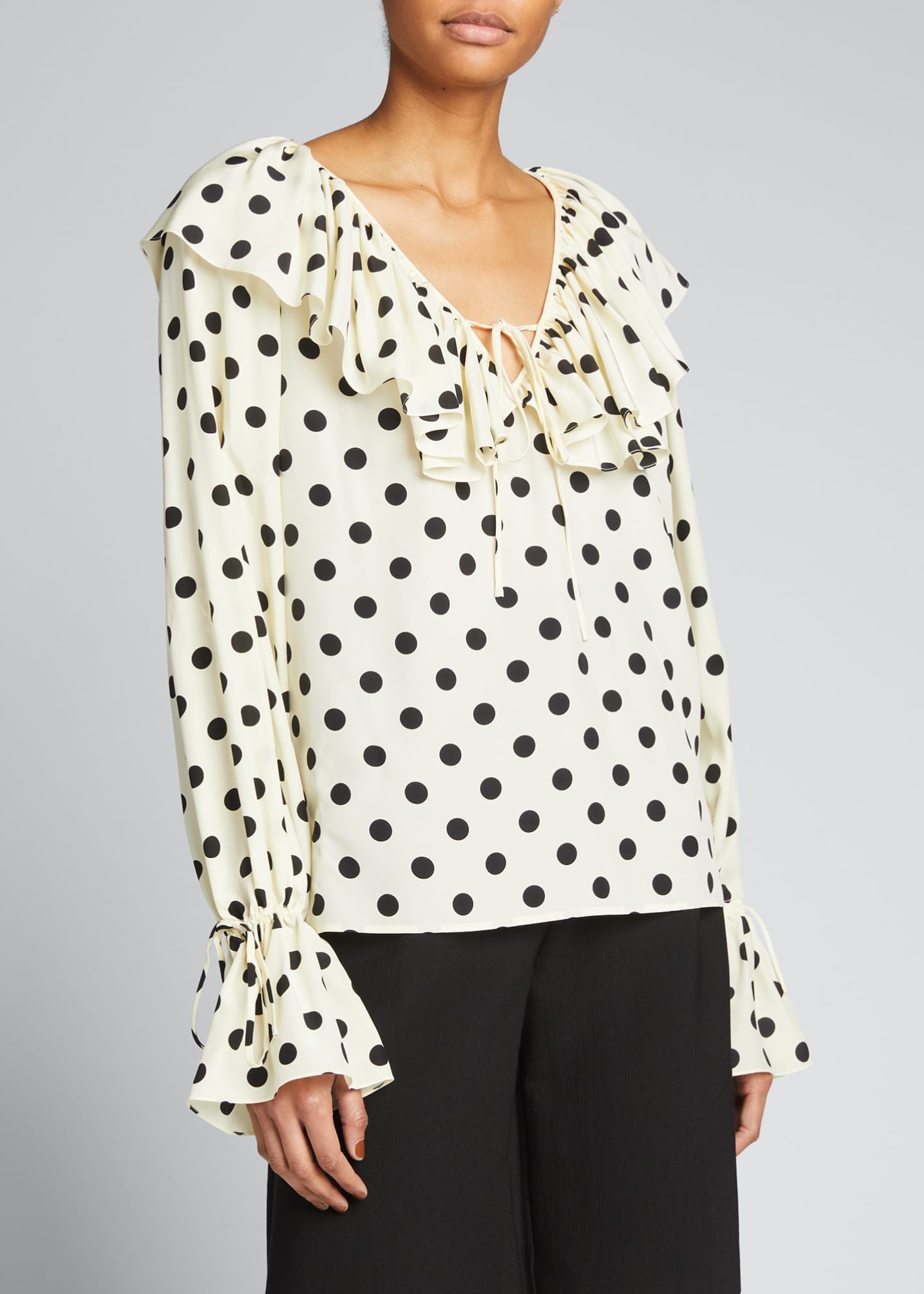 Polka dot ruffle blouse