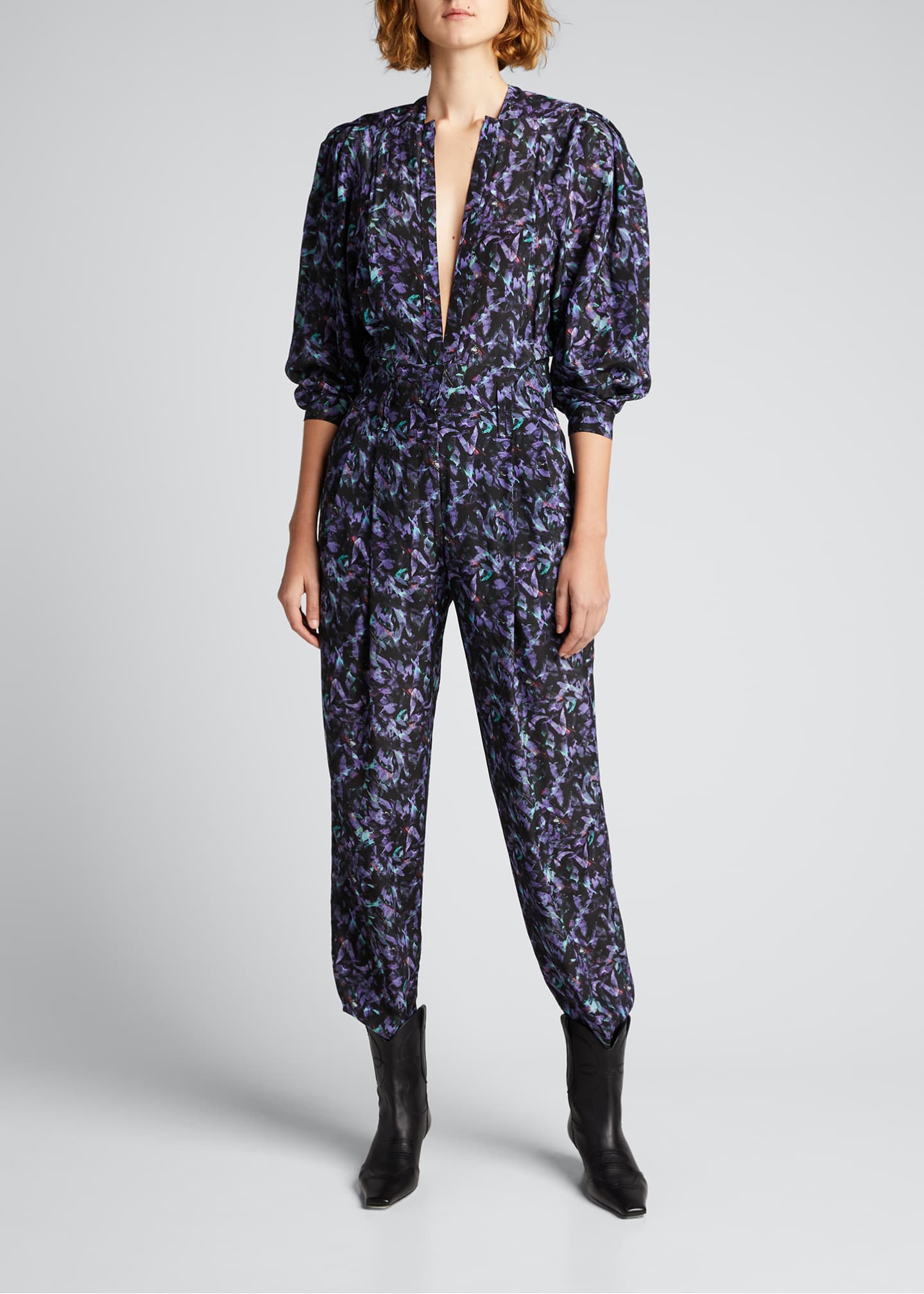 long sleeve printed jumpsuit