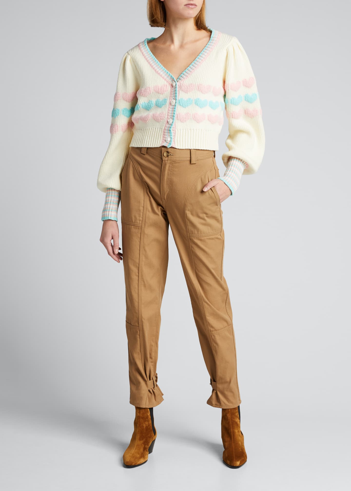 khaki cropped cardigan