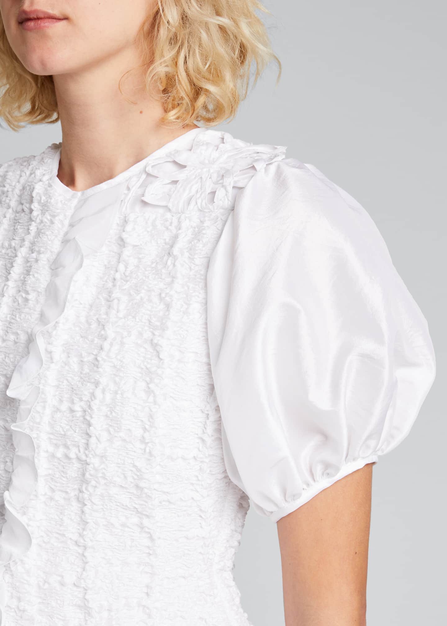 Cecilie Bahnsen Puff-Sleeve Smocked Peplum Top - Bergdorf Goodman