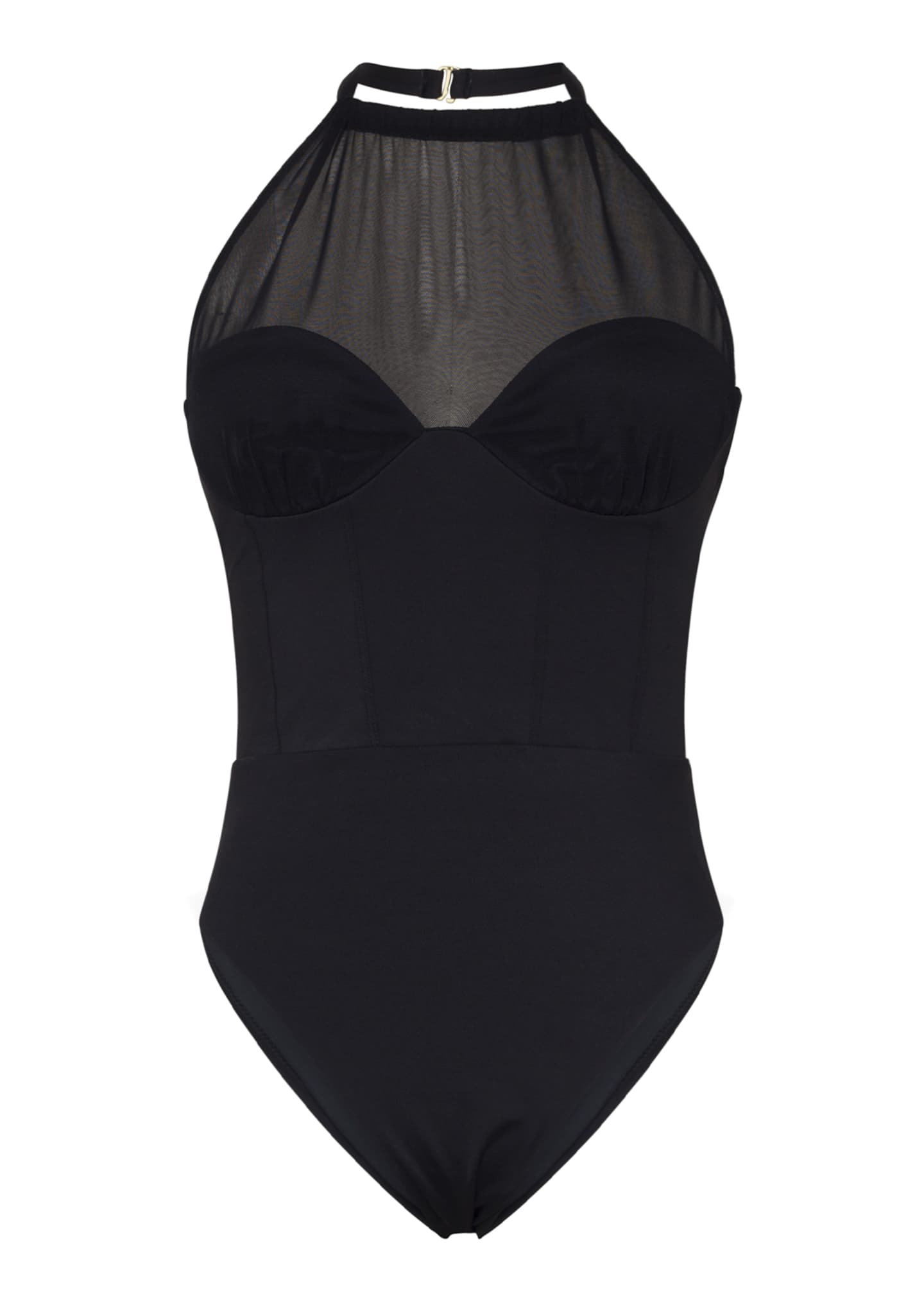 Jonathan Simkhai Asha Sheer Mesh Bustier One Piece Swimsuit Bergdorf Goodman