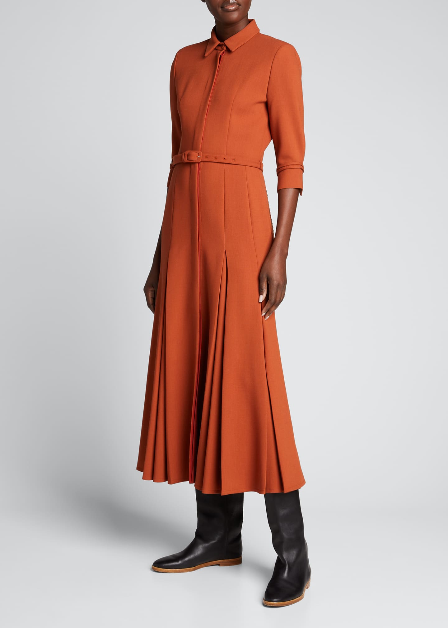 Gabriela Hearst Jeanne Belted Wool Midi Dress - Bergdorf Goodman