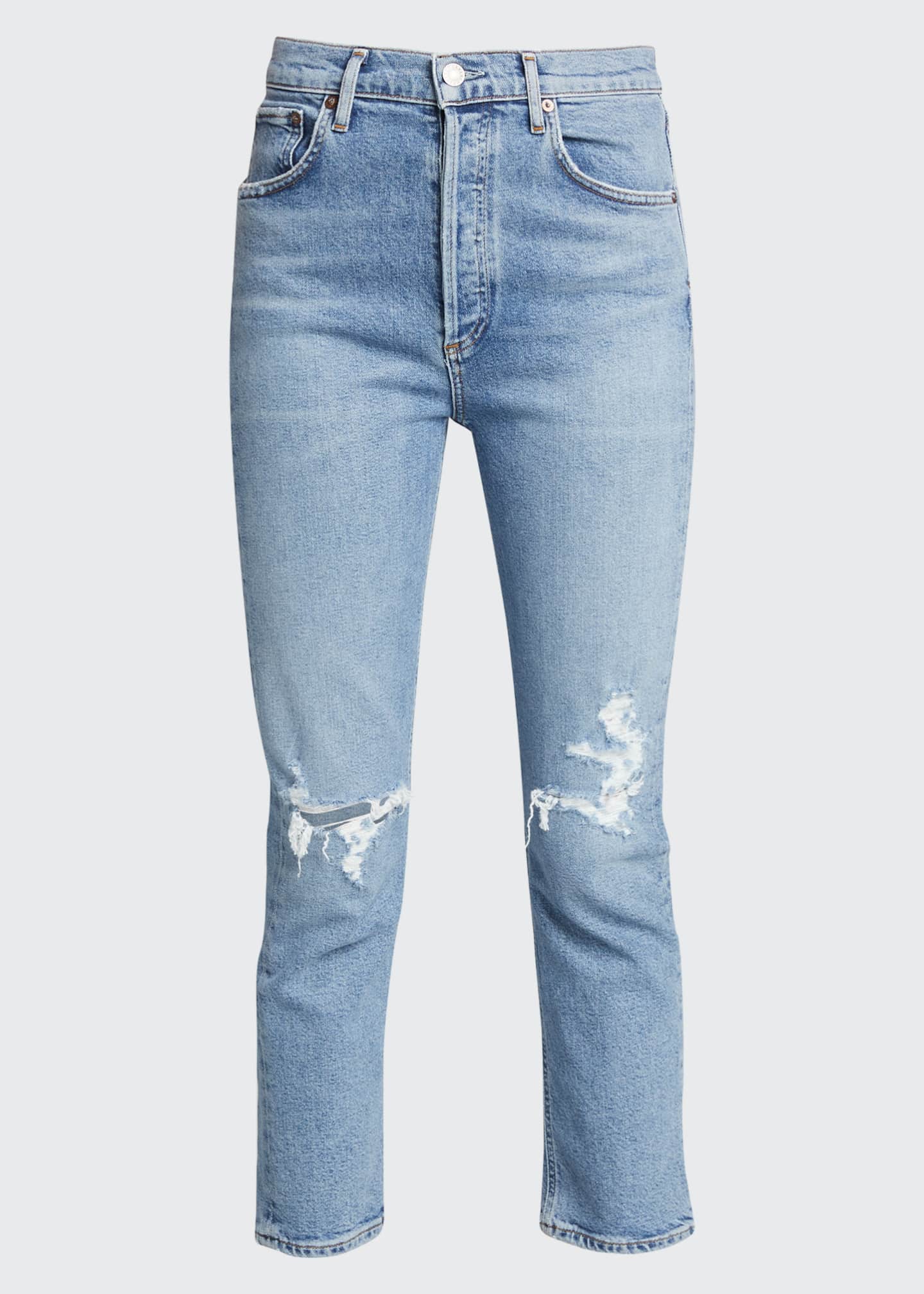 AGOLDE Riley Cropped Distressed Denim Jeans - Bergdorf Goodman