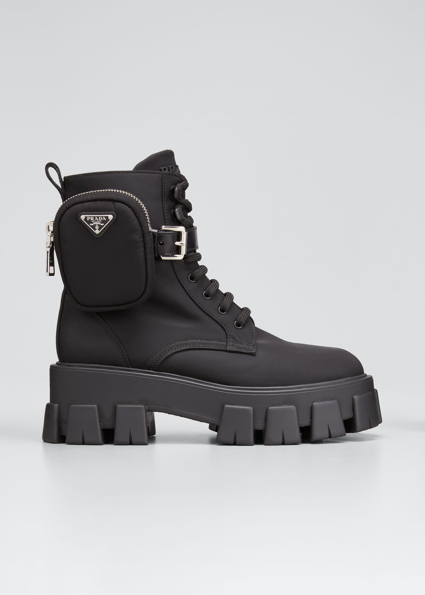 Prada Nylon Zip-Pocket Combat Boots - Bergdorf Goodman