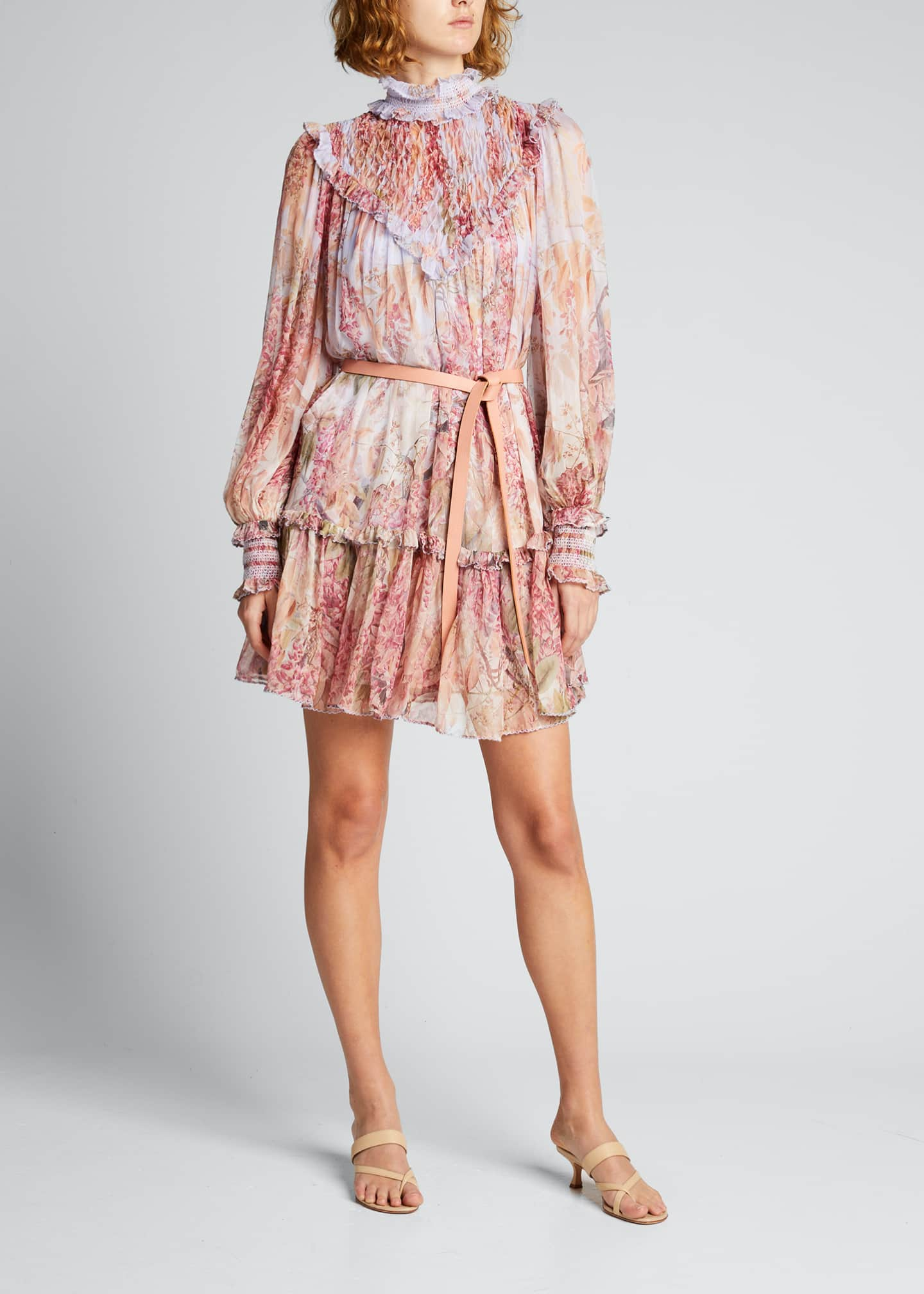 Zimmermann Botanica Smocked-Yoke Mini Dress - Bergdorf Goodman