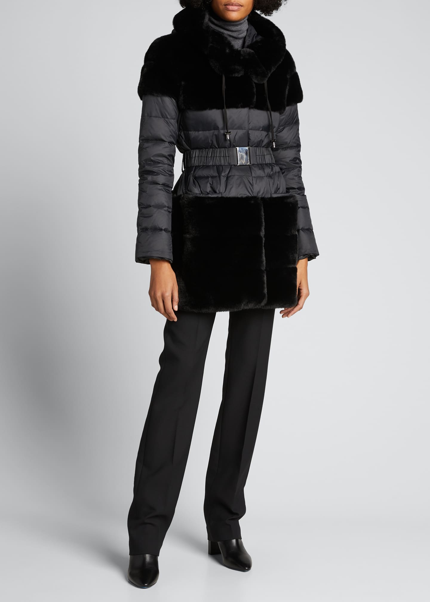 Belle Fare The Erika Faux-Fur Belted Down Jacket - Bergdorf Goodman