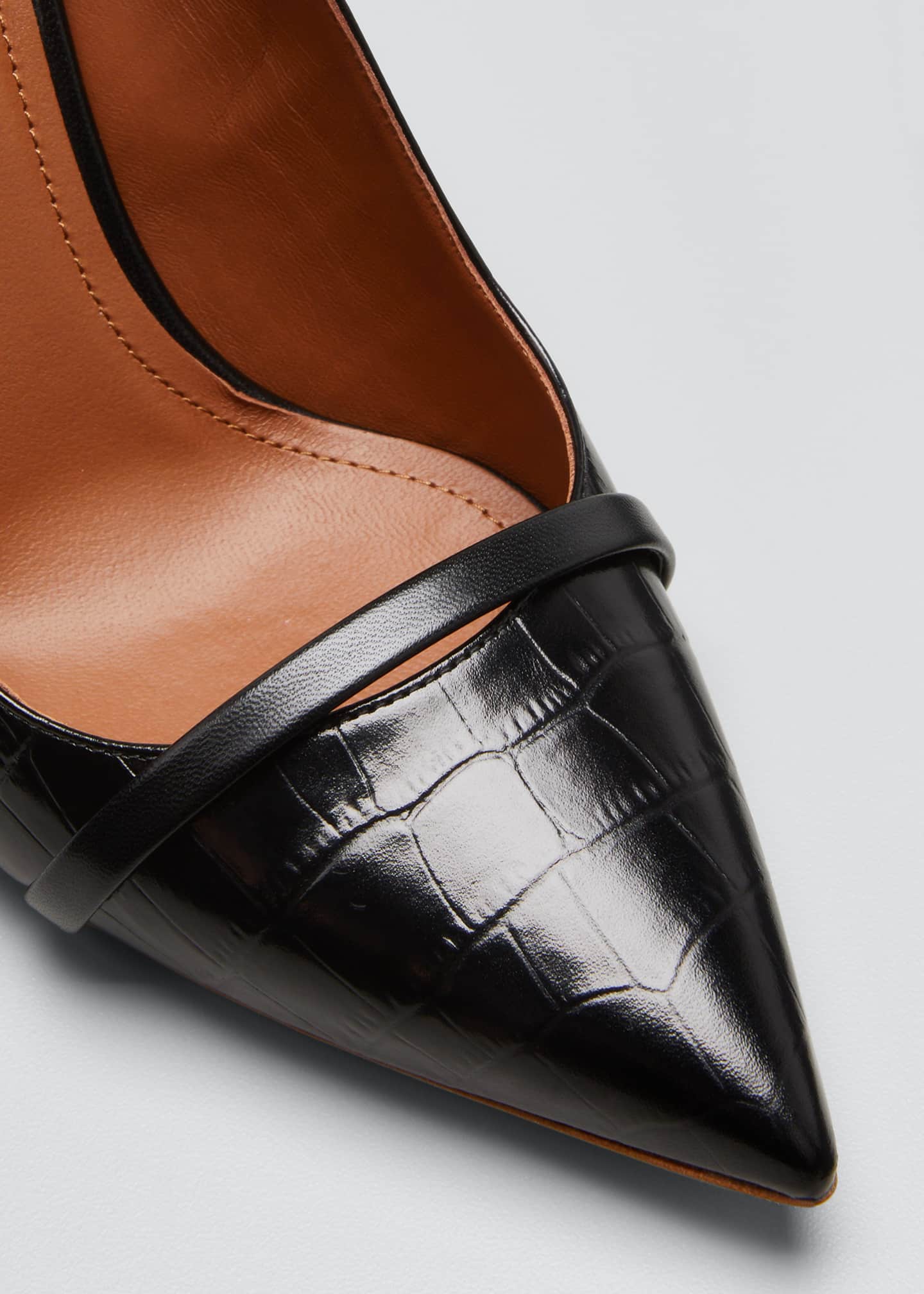 black croc slingback heels