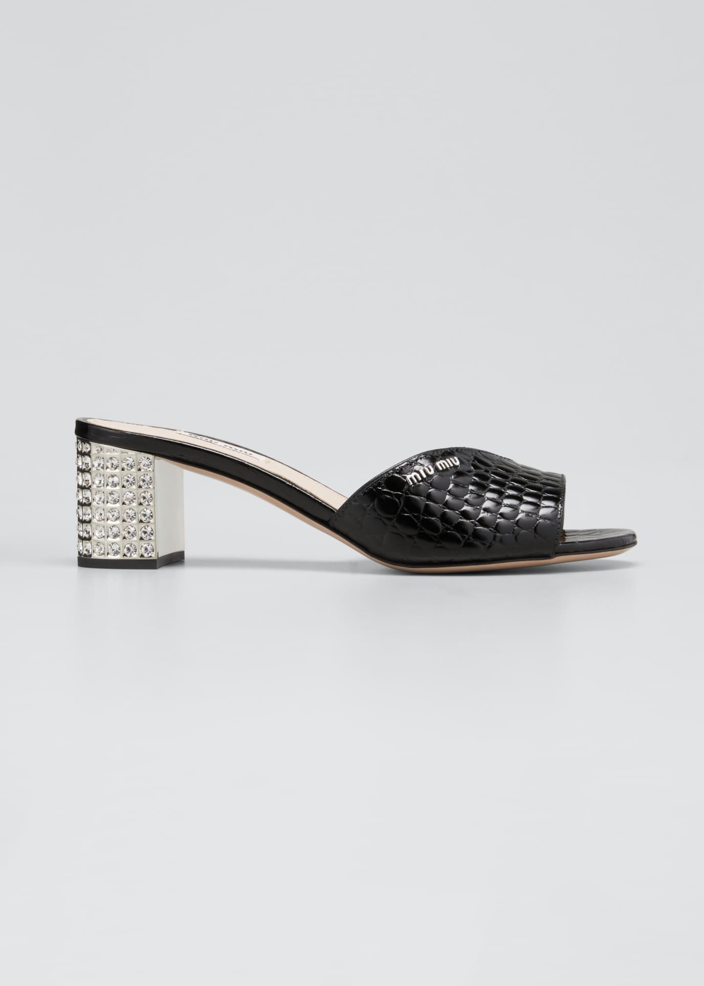 Download Miu Miu 55mm Mock-Croc Embellished Slide Sandals ...