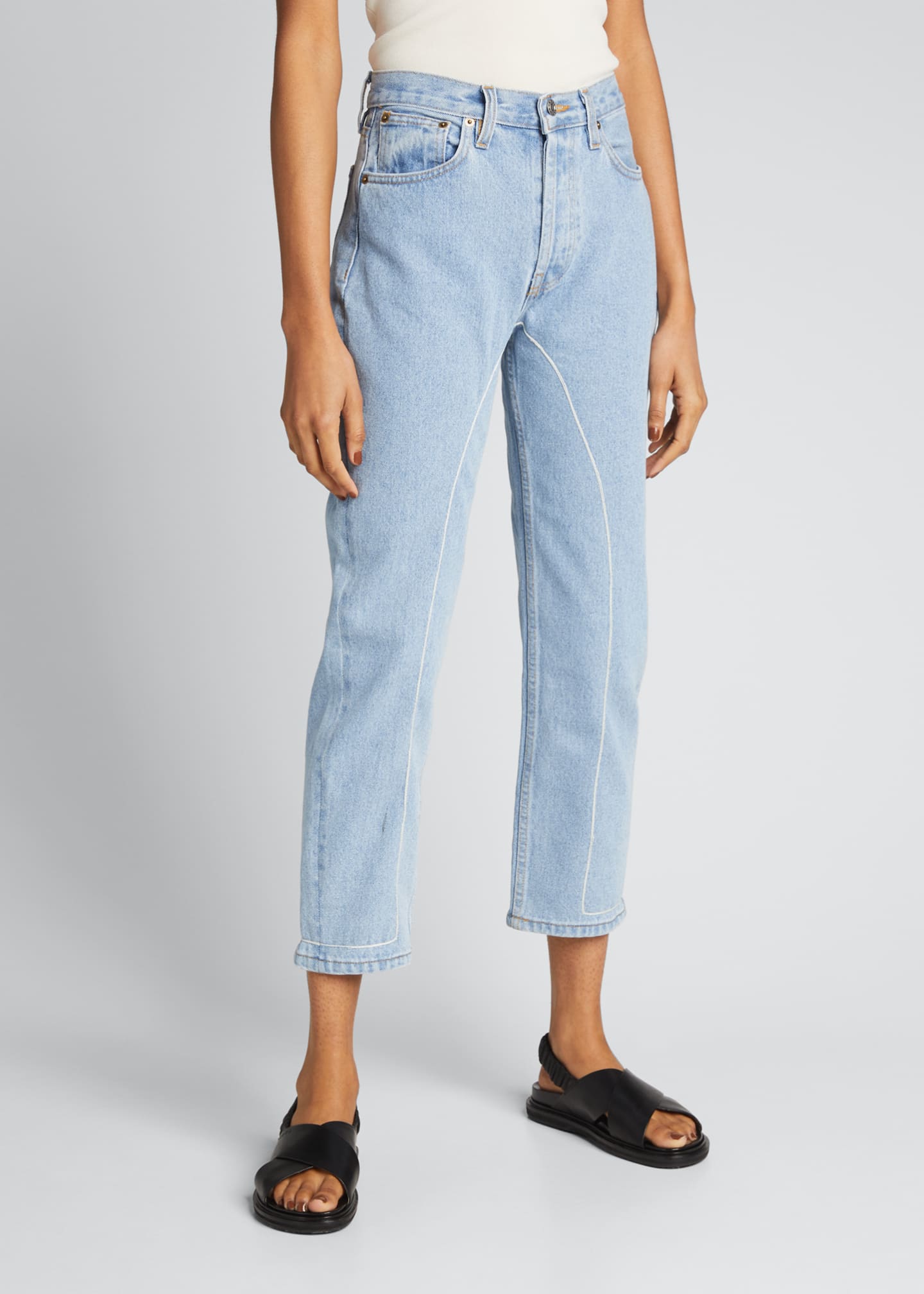 Still Here Sand Chaps Tate Cropped StraightLeg Jeans Bergdorf Goodman