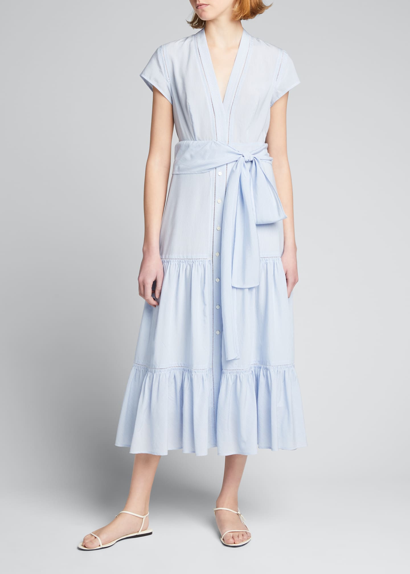 Kobi Halperin Amira V-Neck Tiered Ruffle-Hem Dress - Bergdorf Goodman