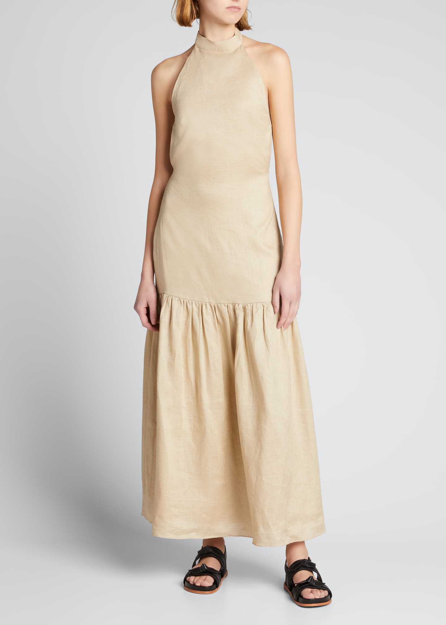 SIR Blanche Linen Halter Maxi Dress Bergdorf Goodman