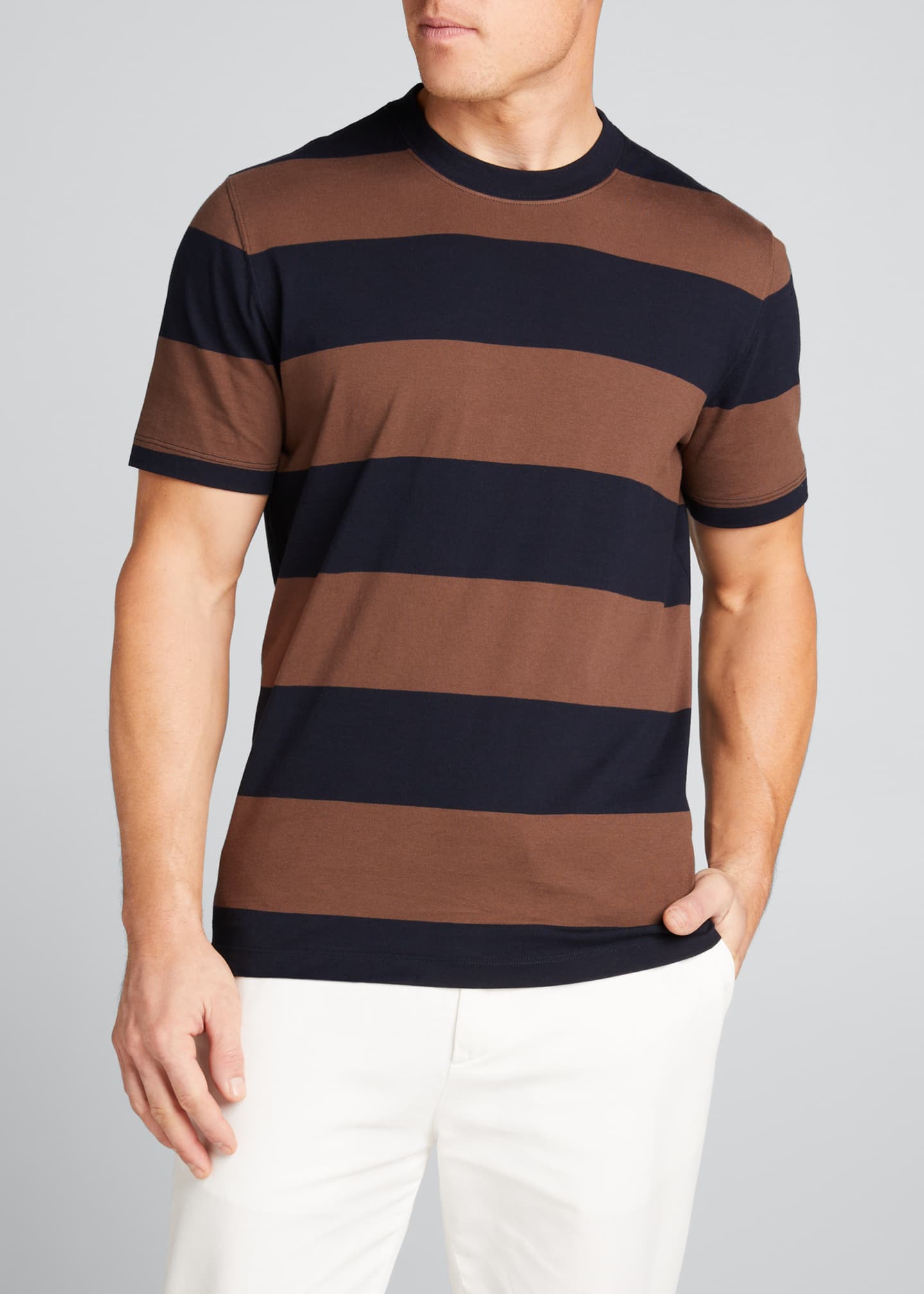 Brunello Cucinelli Men's Bicolor Striped BasicFit TShirt Bergdorf