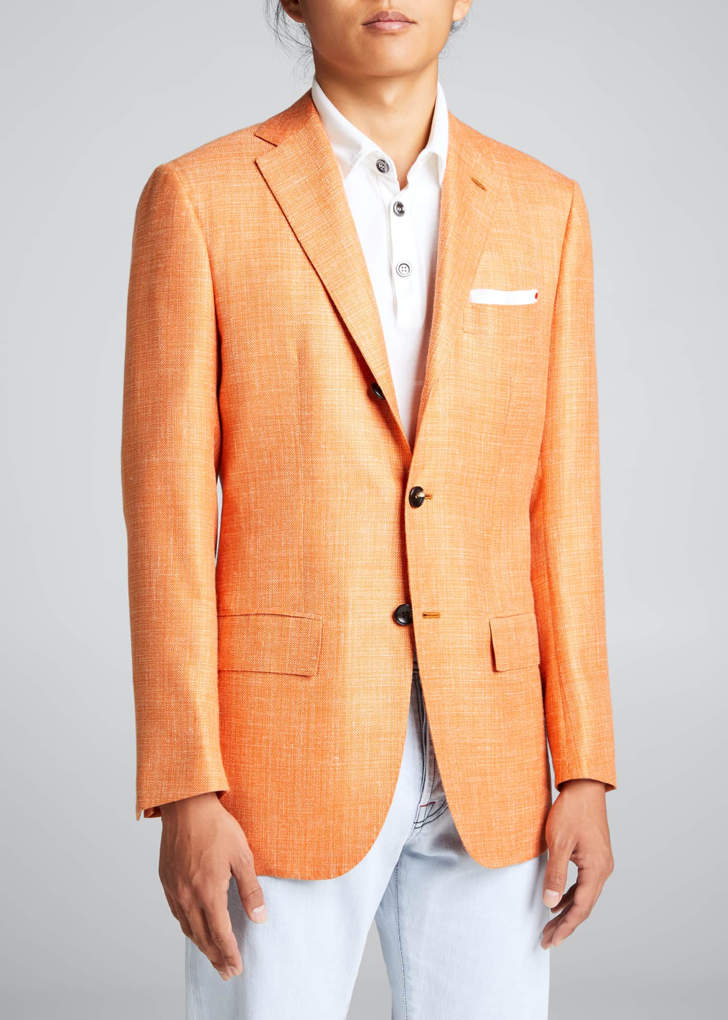 Kiton Men's Two-Button Cashmere-Blend Blazer, Orange - Bergdorf Goodman