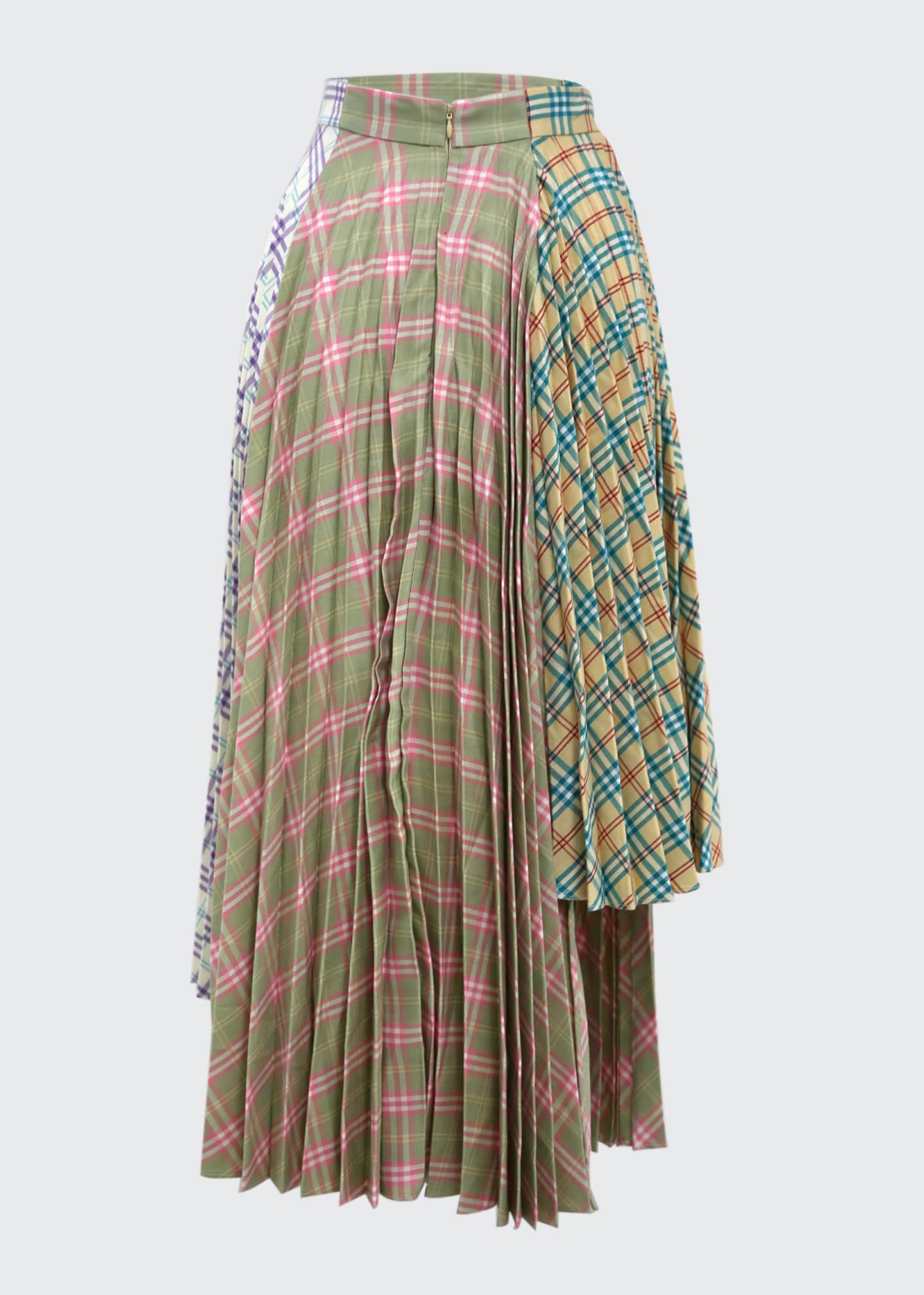 Rokh Check Pleated Asymmetric Skirt - Bergdorf Goodman
