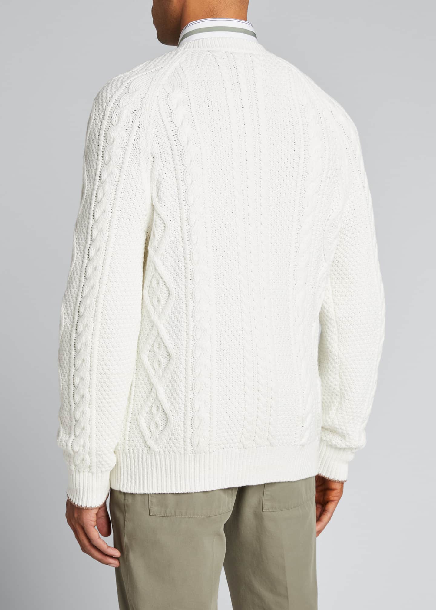 Brunello Cucinelli Men's Cotton Novel Cable-Knit Sweater - Bergdorf Goodman