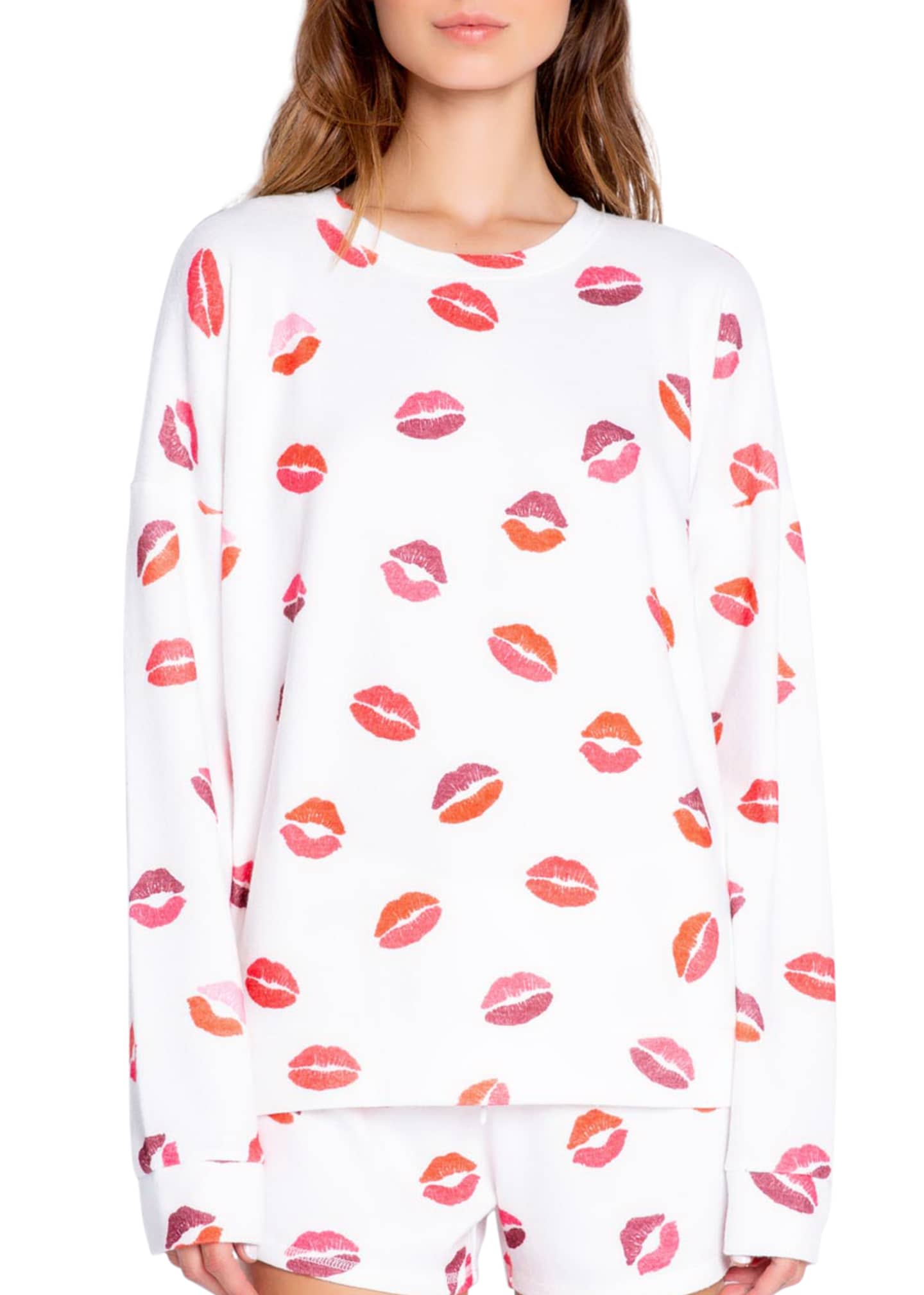 PJ Salvage Sealed Kiss Lips LongSleeve Pajama Top Bergdorf Goodman
