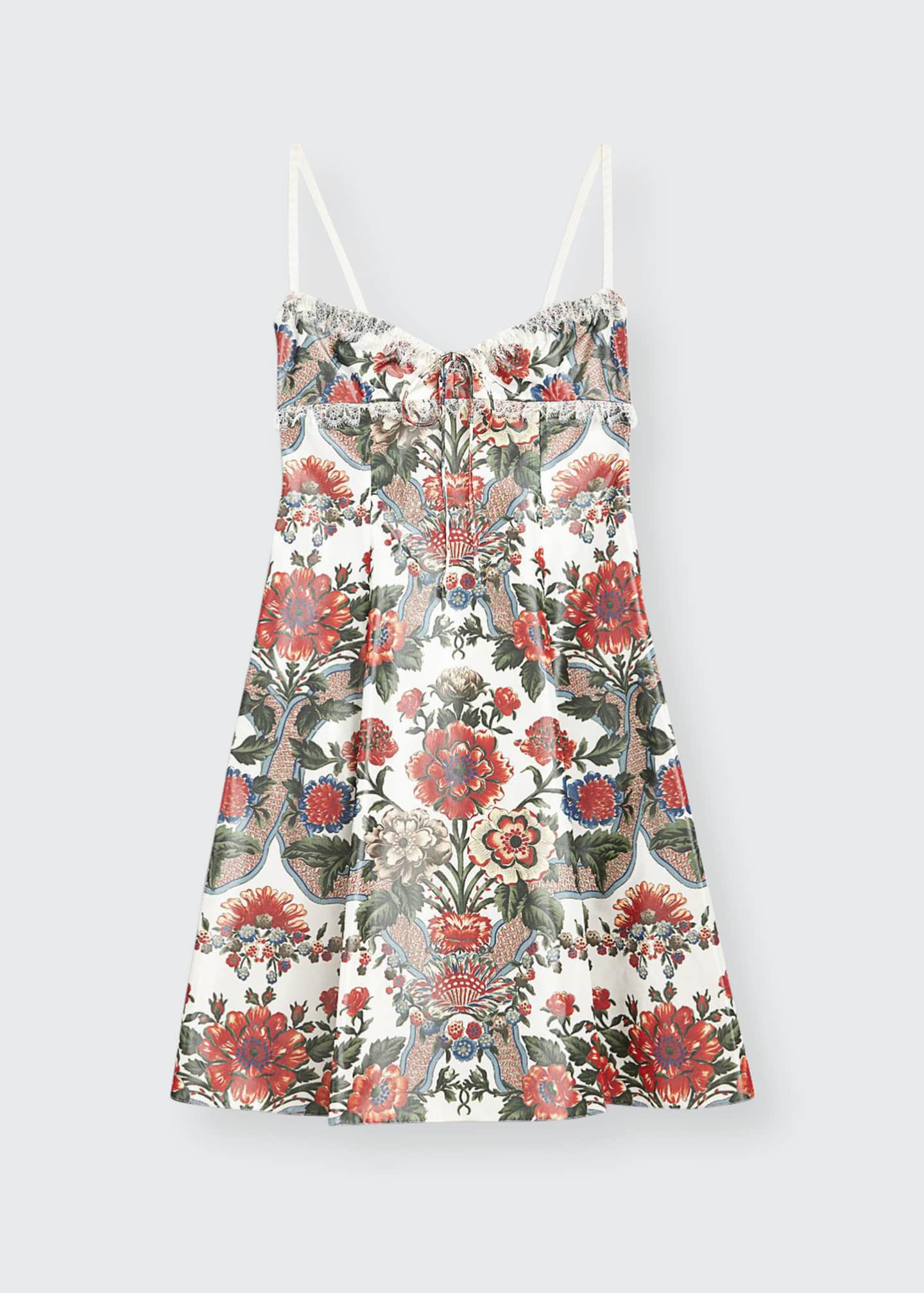 Floral-Print Satin Mini Dress