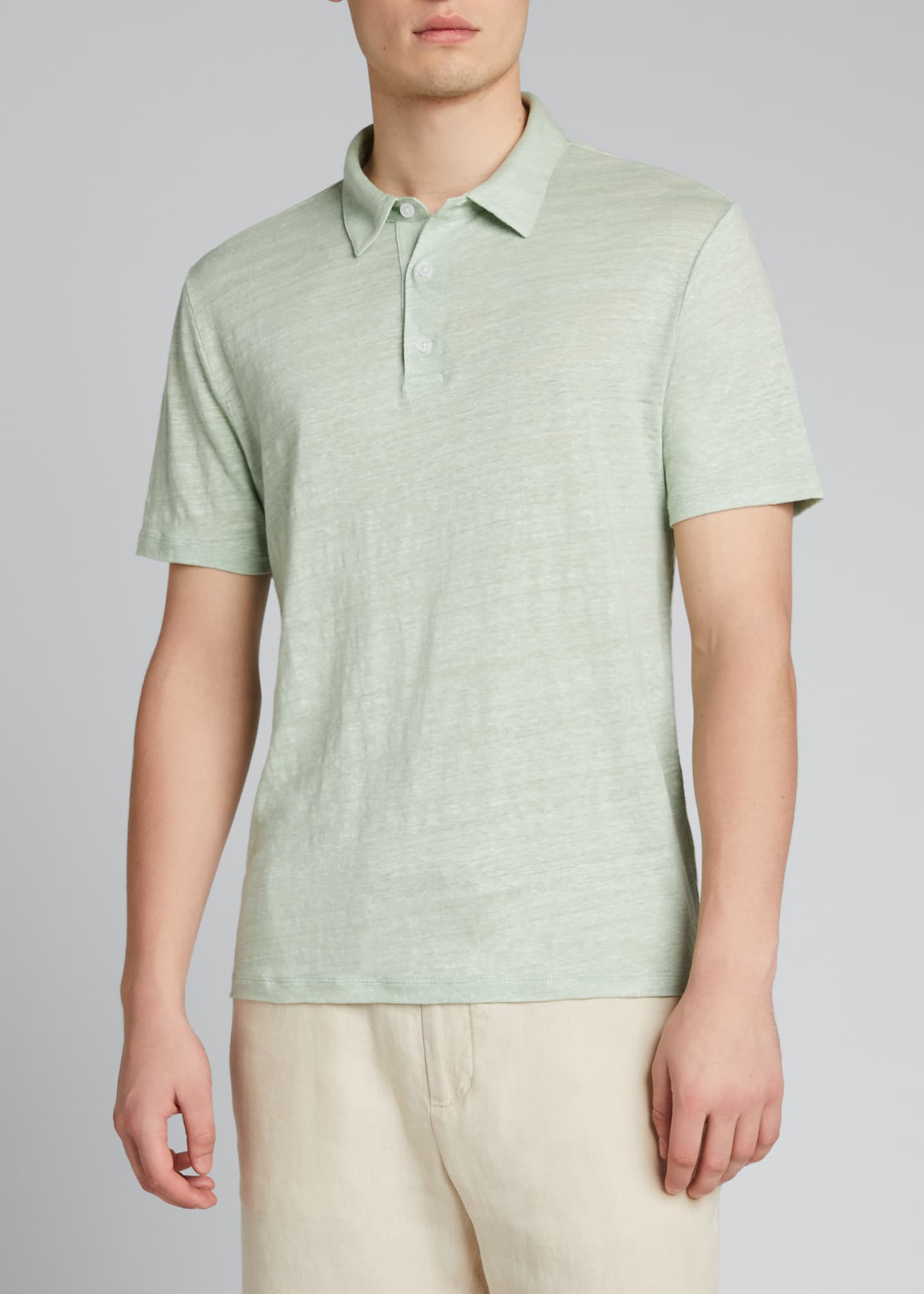 Vince Men's Solid Linen Polo Shirt Bergdorf Goodman