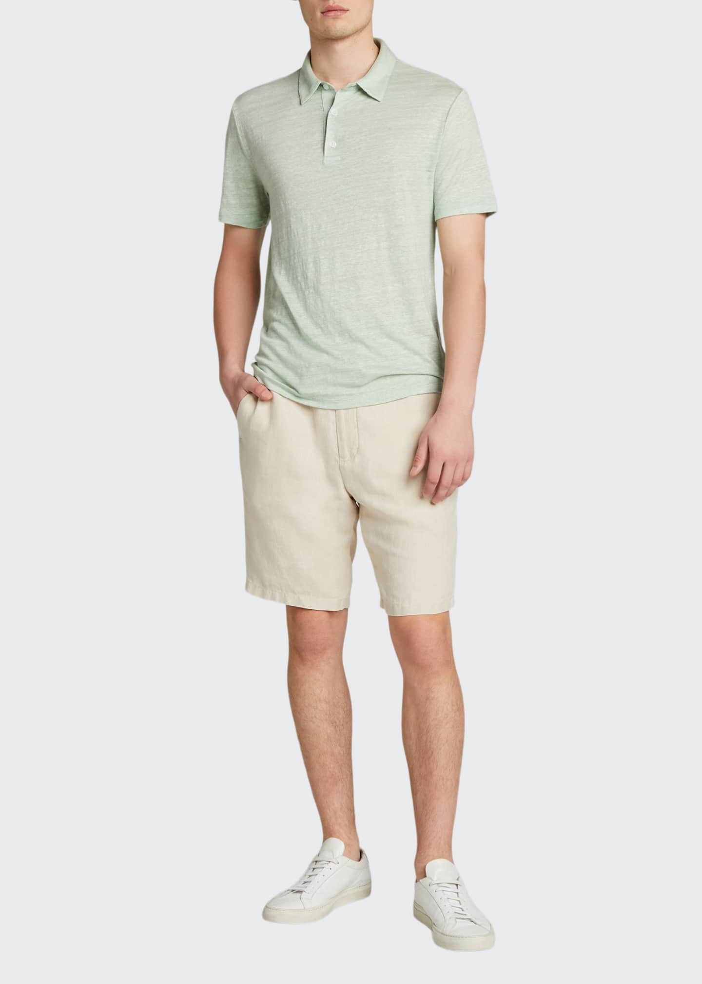 Vince Men's Solid Linen Polo Shirt Bergdorf Goodman