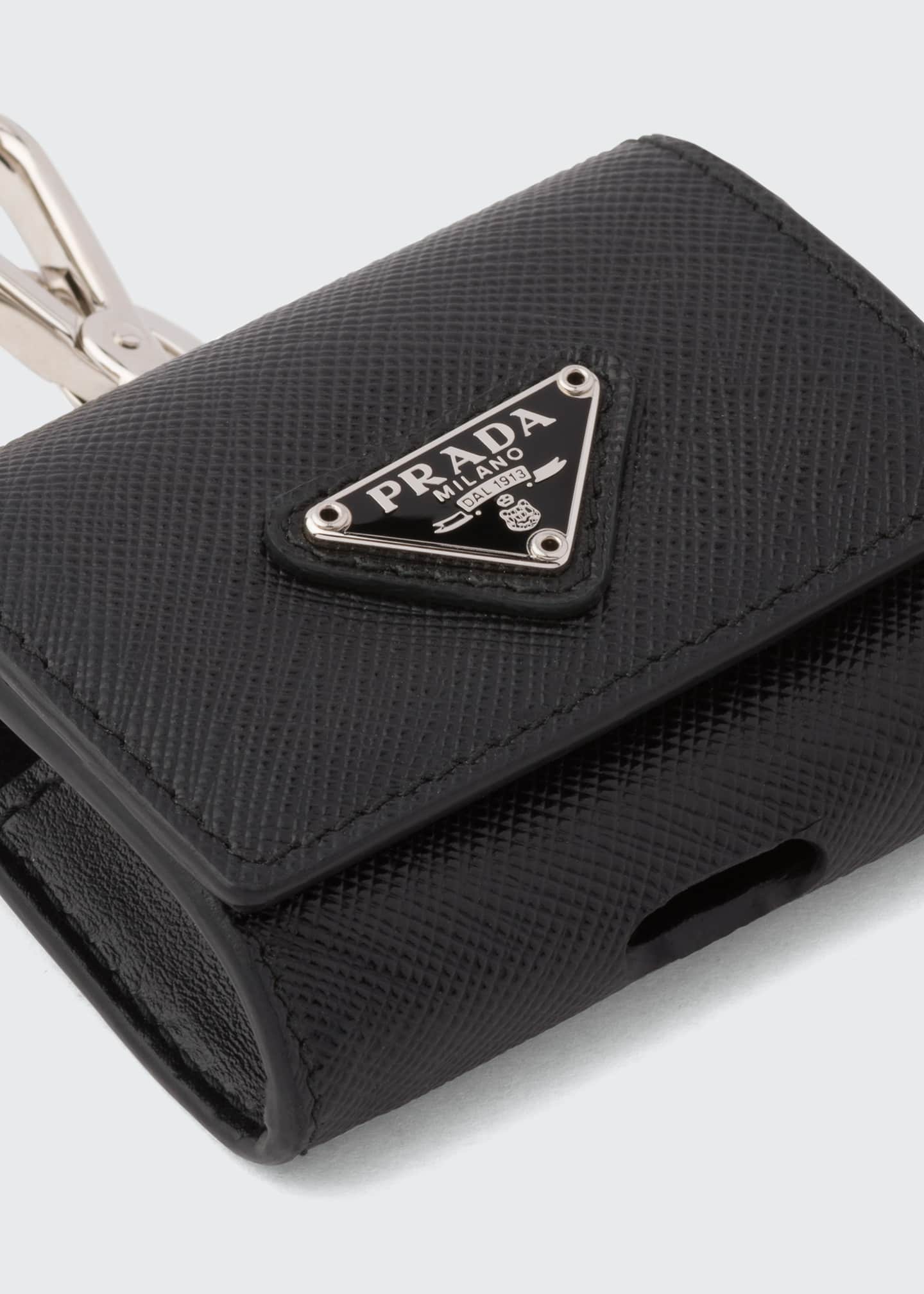 Prada Men's Saffiano Leather Key Chain Airpod Case Bergdorf Goodman