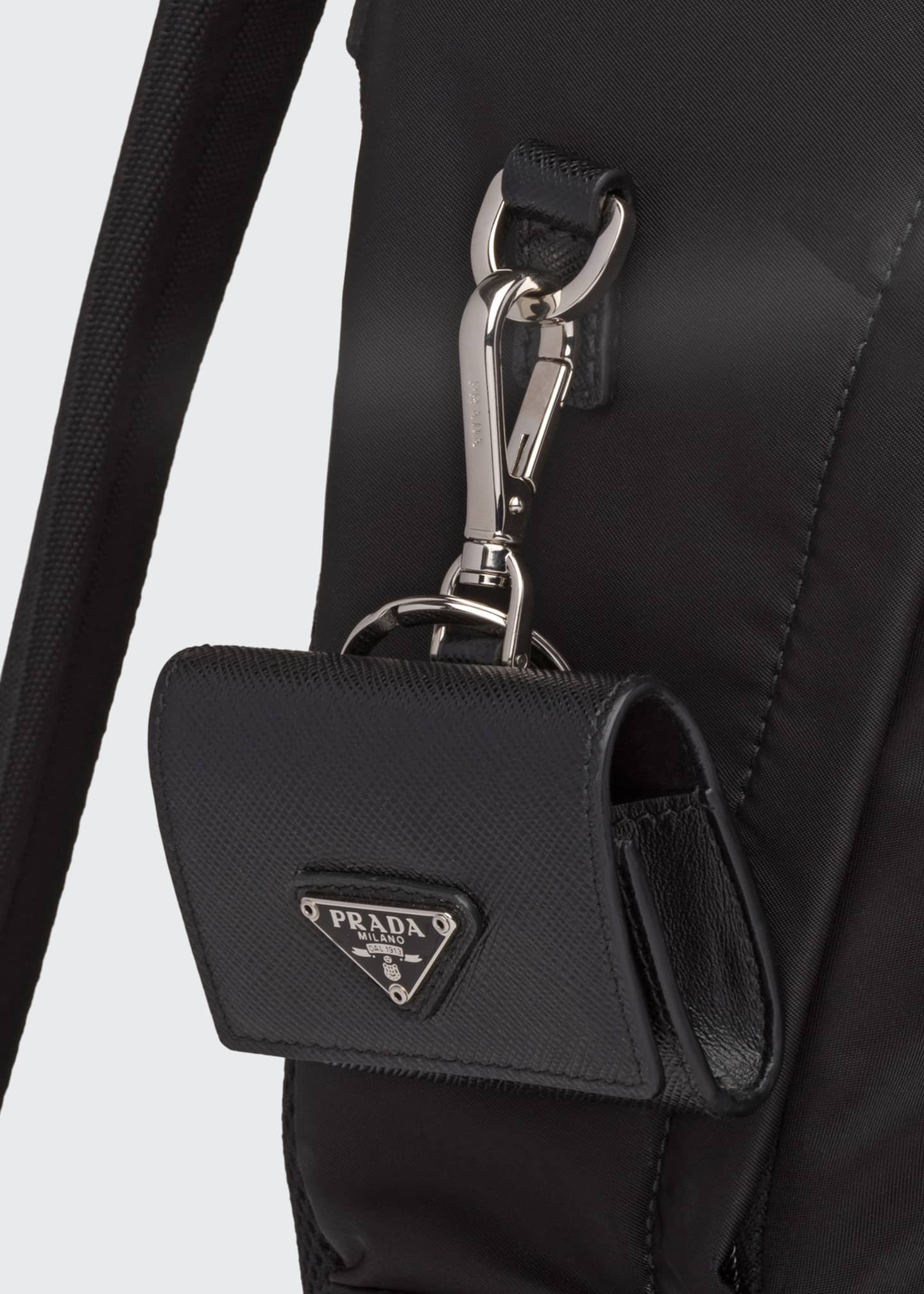 Prada Men's Saffiano Leather Key Chain Airpod Case Bergdorf Goodman