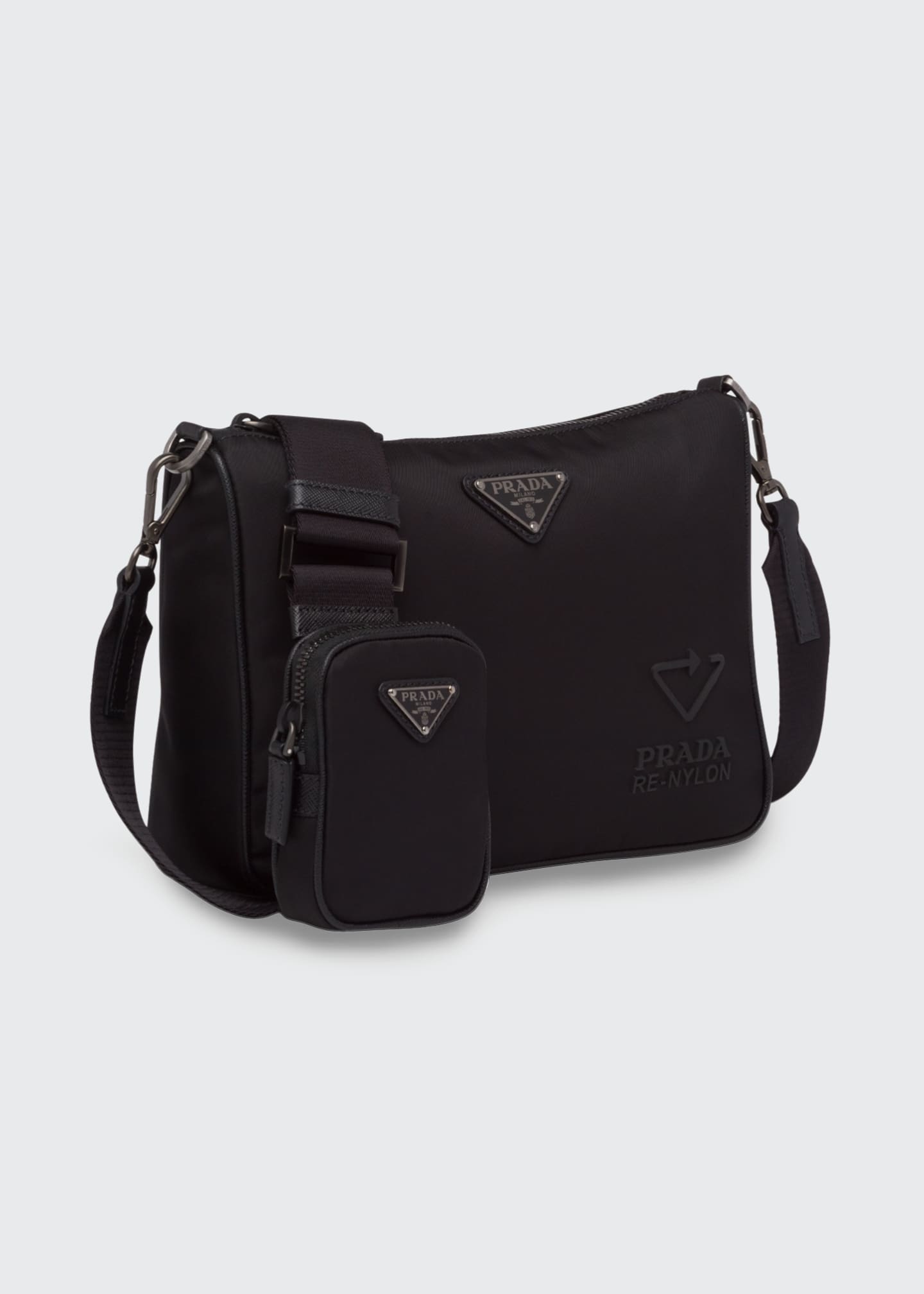 Prada Men's Re-Nylon Crossbody Bag with Strap Pouch - Bergdorf Goodman