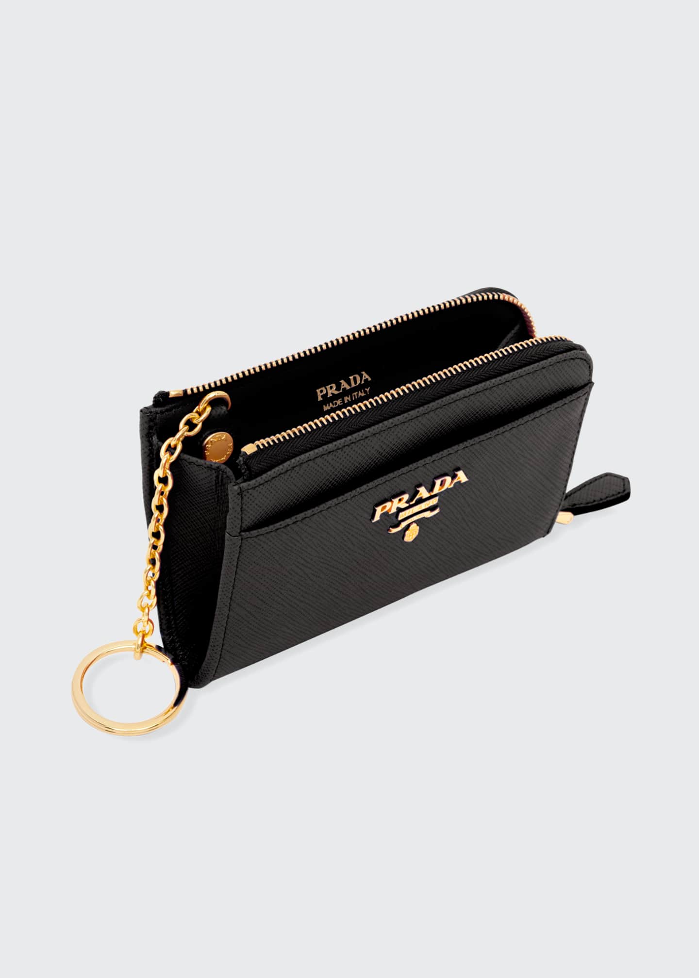 Prada Leather Card Case with Key Ring Bergdorf Goodman
