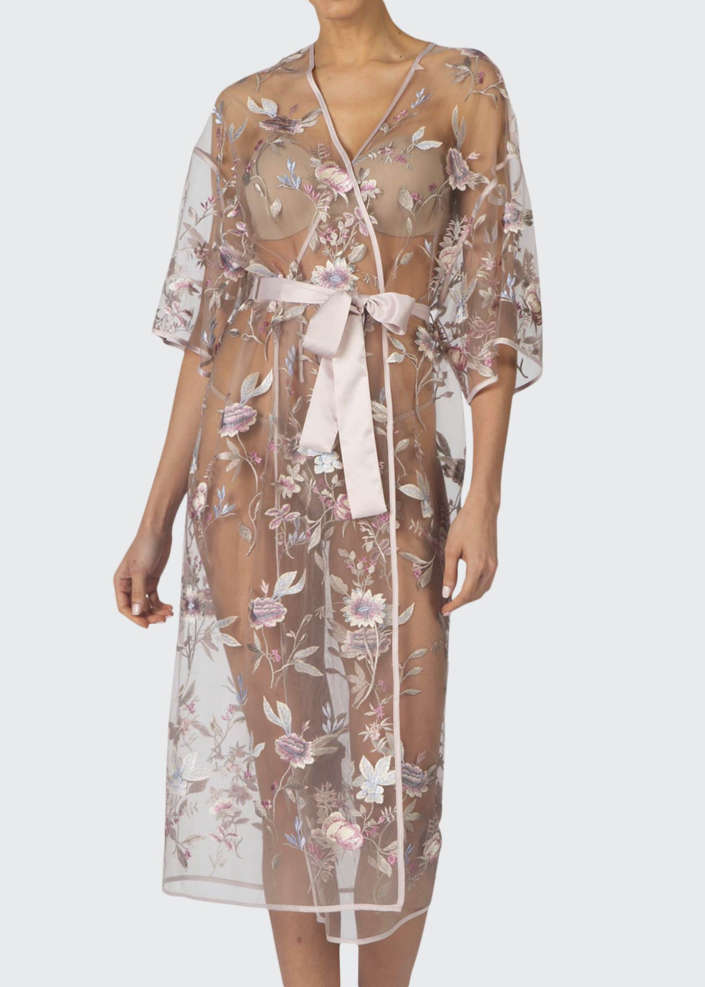 Rya Collection Stunning Floral Embroidered Sheer Robe Bergdorf Goodman 4977