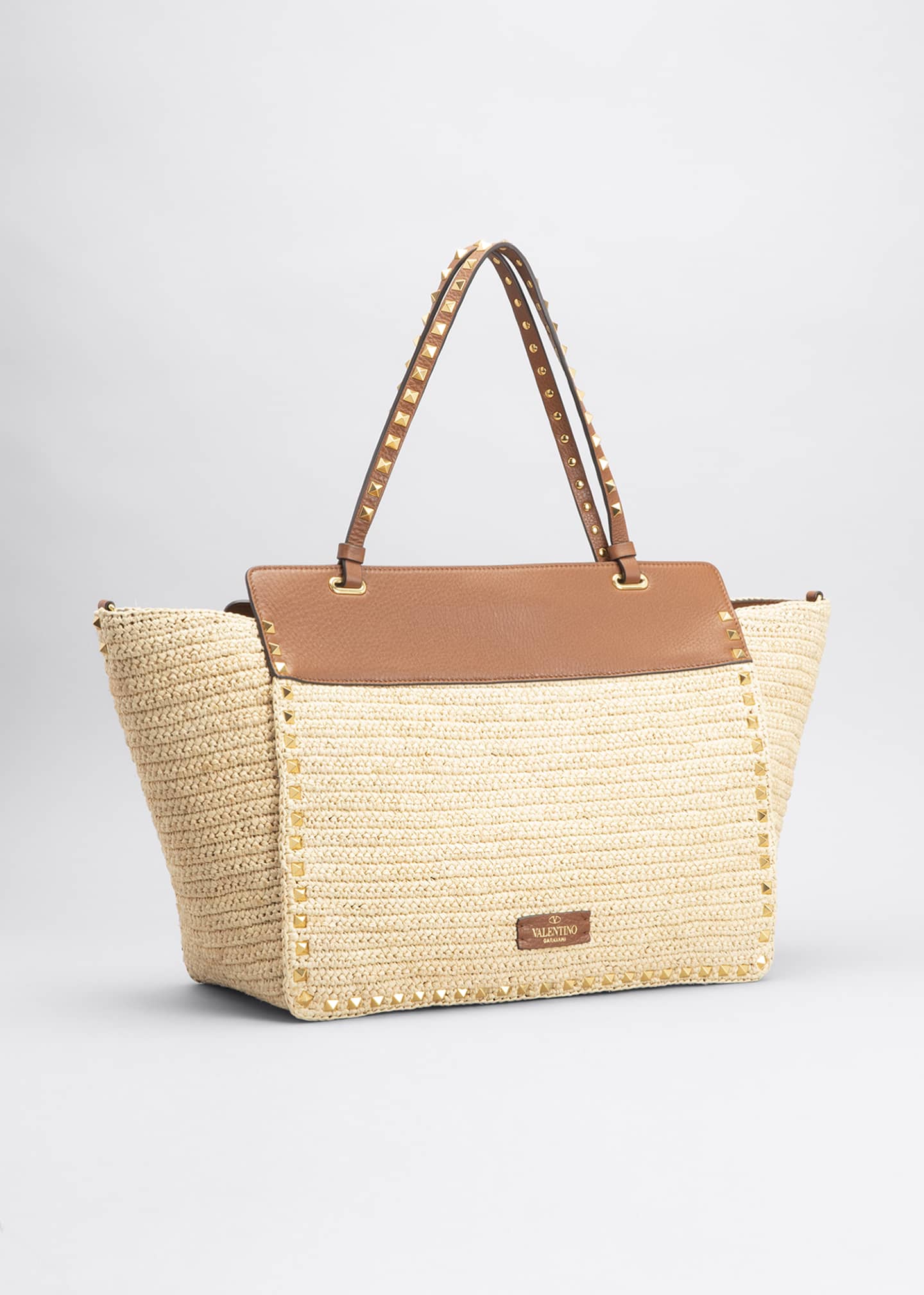 Valentino Garavani Rockstud Medium Straw Tote Bag Bergdorf Goodman